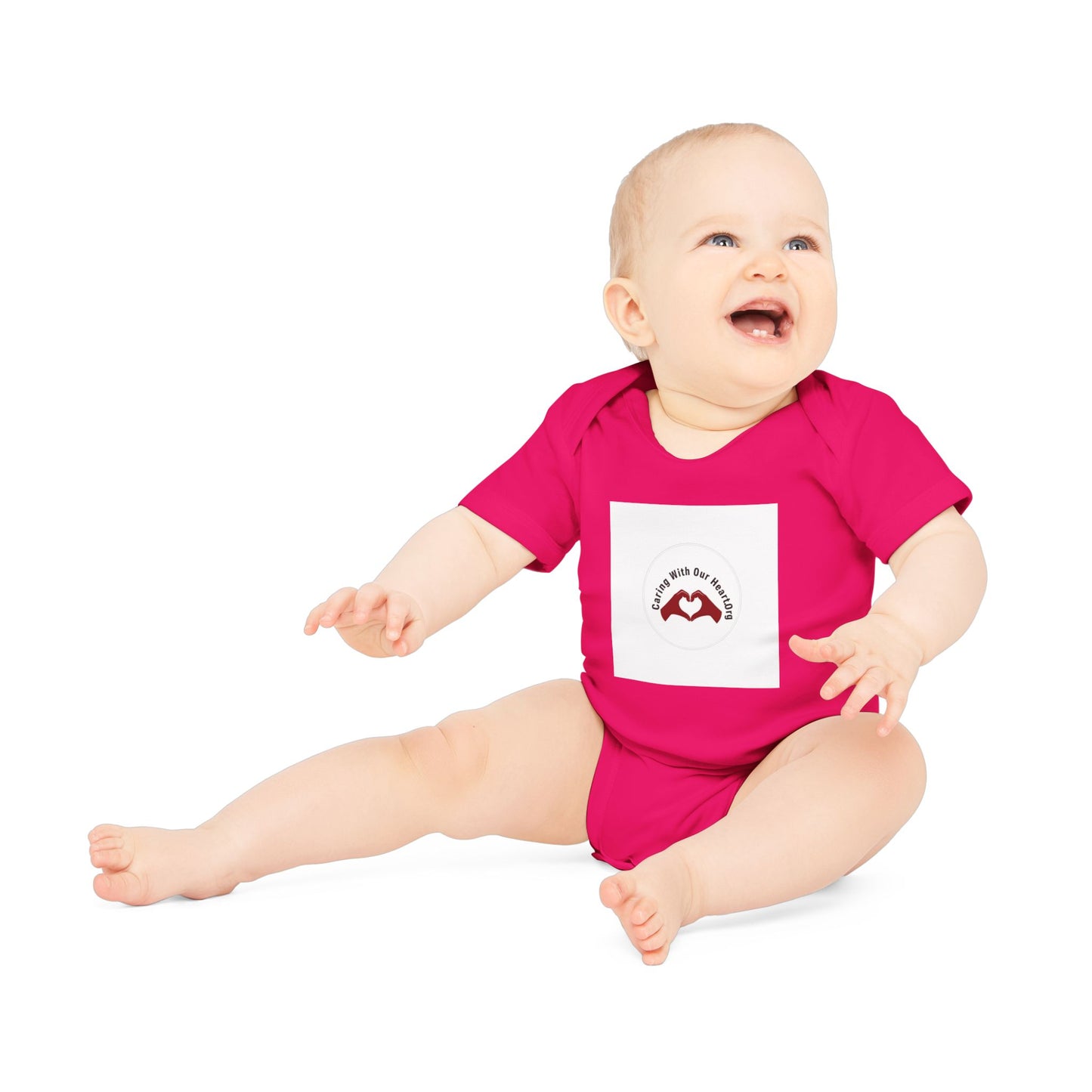 Baby Bodysuit — "Love You to the Moon" Heart Hands Organic Infant Onesie