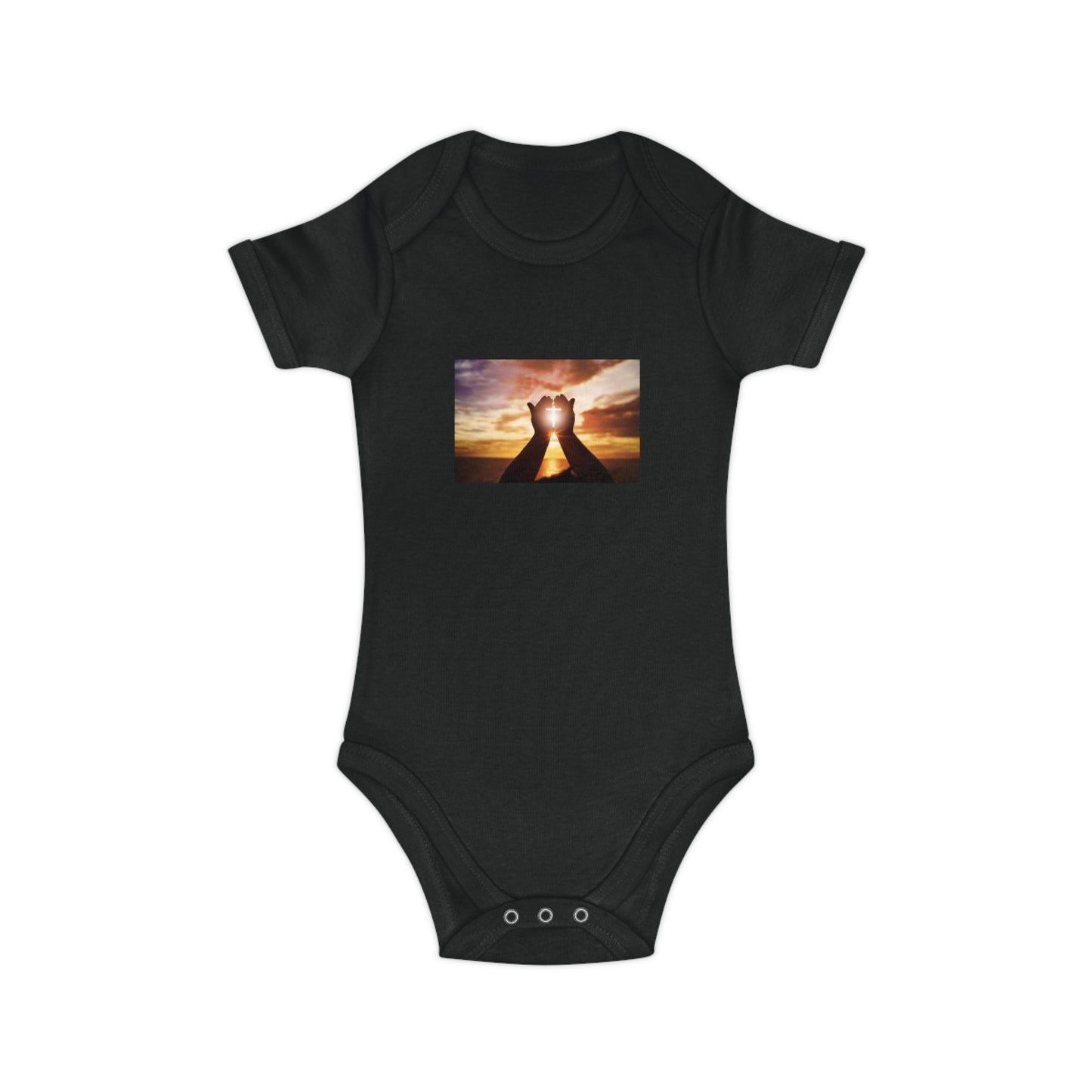 Sunset Heart Baby Bodysuit — Cute Newborn Onesie for Baby Shower & New Parents