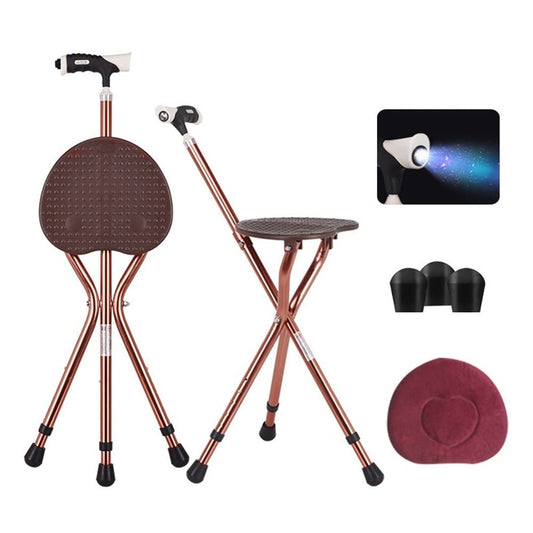 Heavy Duty Folding Cane with Seat Upgraded Tripod Design Walking Stick for Seniors Adjustable Height (32"-36") & Seat (18"-22") Portable Chair Cane for Travel Shopping Outdoor Supports up to 400 LBS