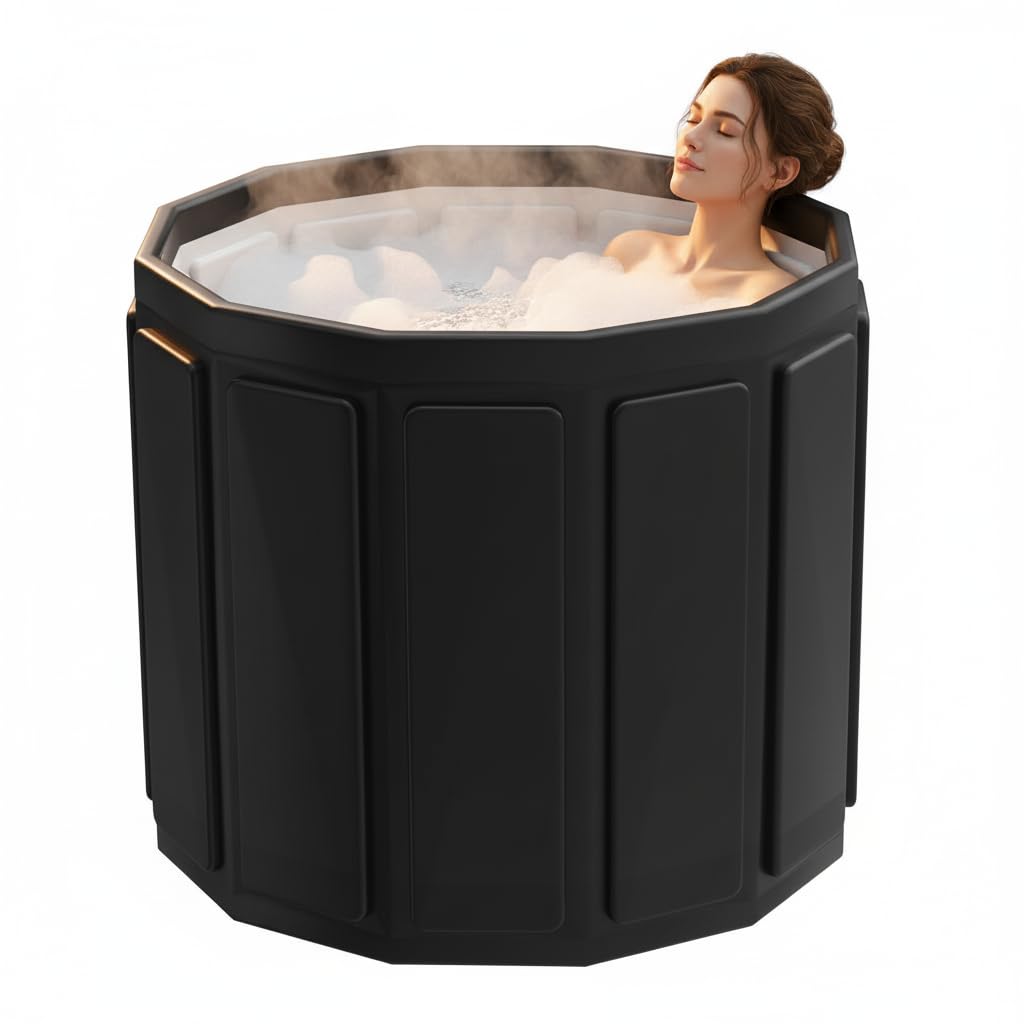Portable Bathtub for Adult, Foldable Soaking Bathtub for Hot SPA&Ice Bath, Foldable Small Bathtub collapsible bathtub for Bathing, 6-layer Insulated portable tub,Space-Saving (black 41.3X26.6 IN)