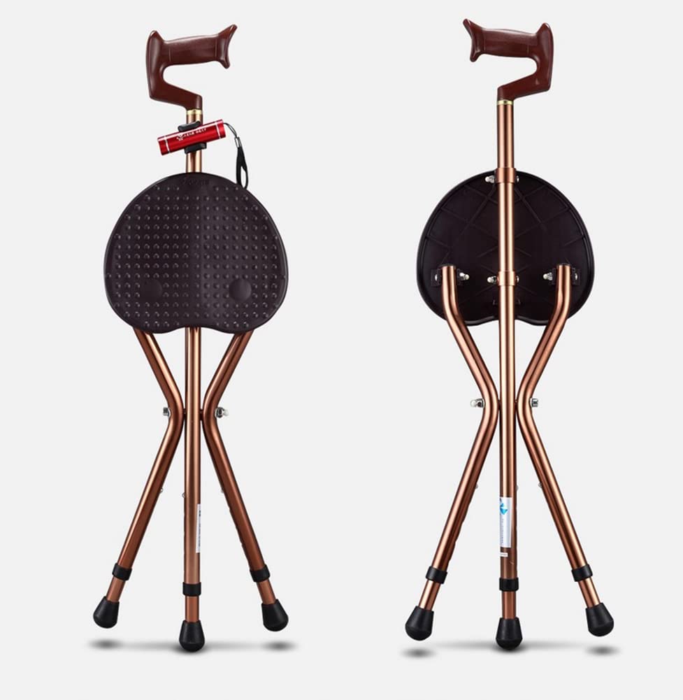 Heavy Duty Folding Cane with Seat Upgraded Tripod Design Walking Stick for Seniors Adjustable Height (32"-36") & Seat (18"-22") Portable Chair Cane for Travel Shopping Outdoor Supports up to 400 LBS