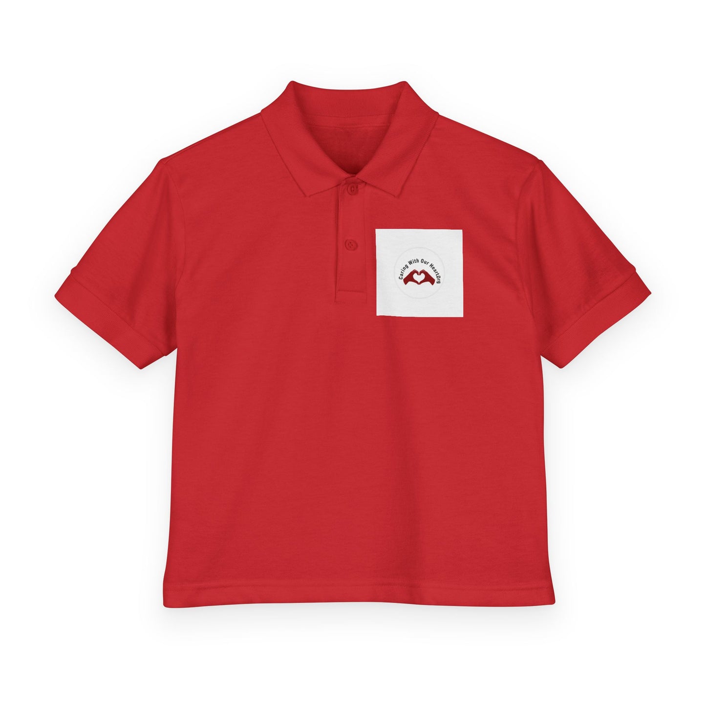 Youth White Polo Shirt with Small Mountain Logo – DryBlend® Jersey School Uniform