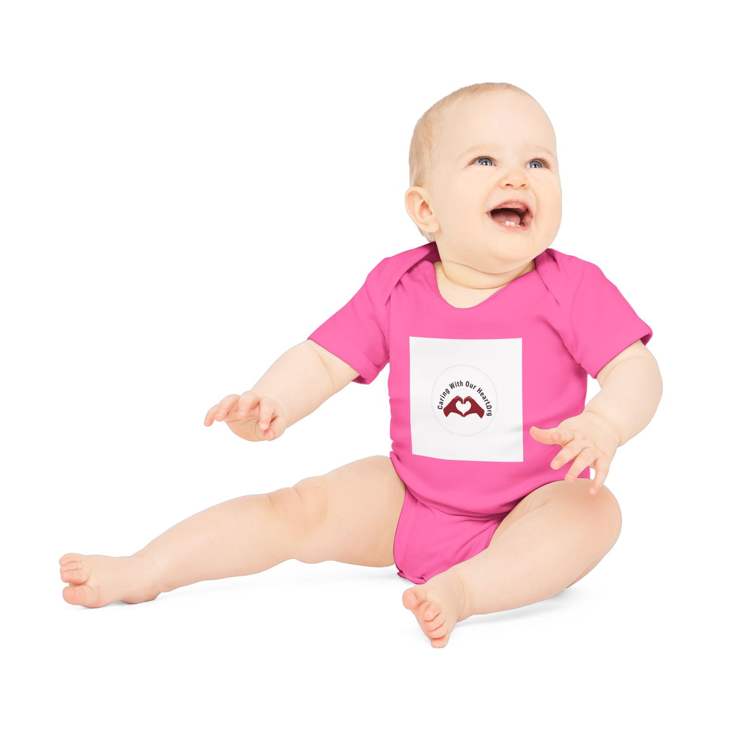 Baby Bodysuit — "Love You to the Moon" Heart Hands Organic Infant Onesie