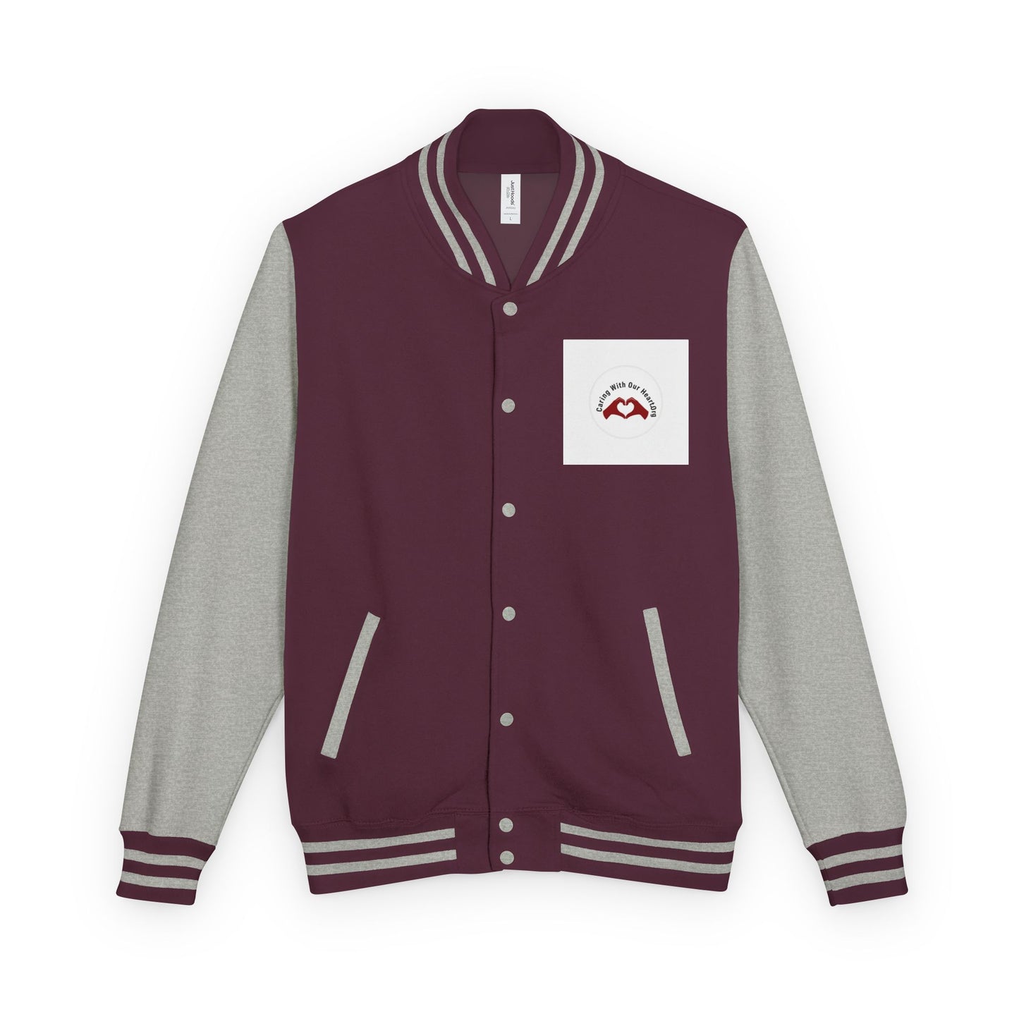 Red & White Letterman Jacket – Classic Varsity Style with Pocket Crest