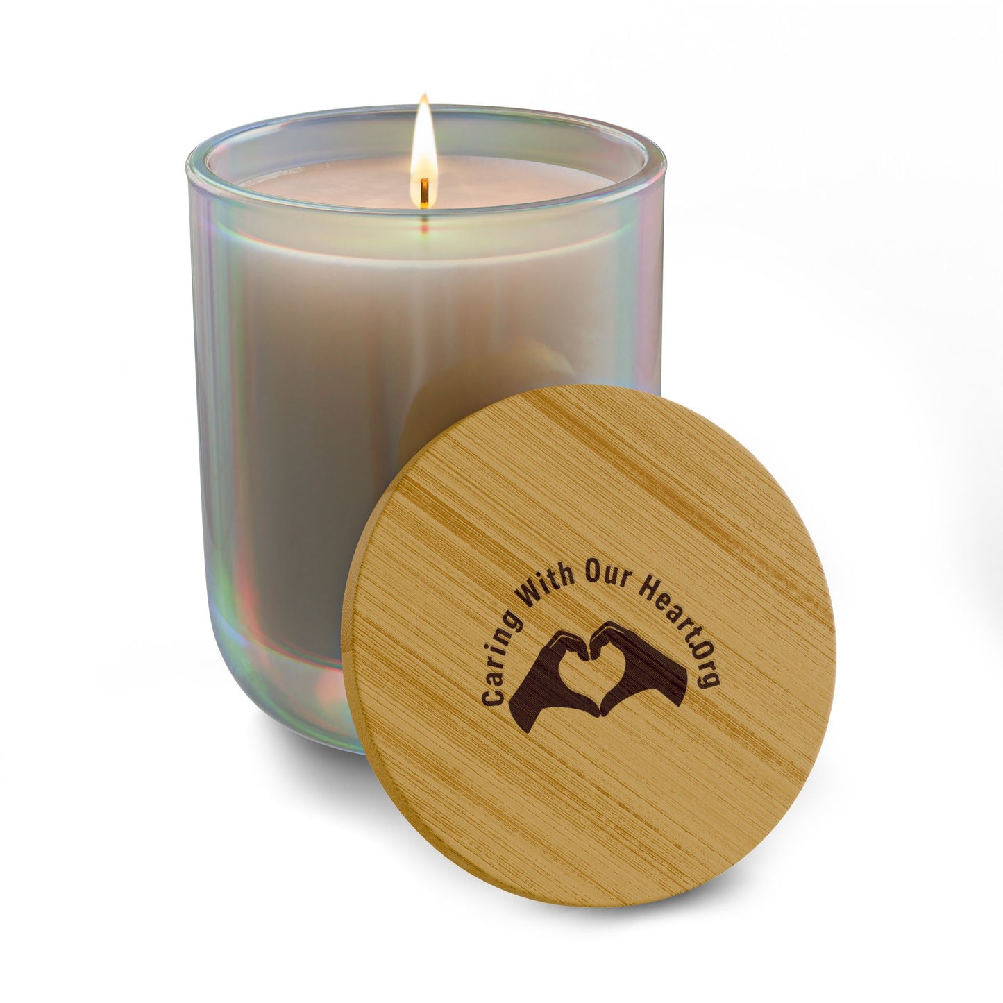 Engraved 14oz Scented Soy Candle – Caring With Our Hands Bamboo Lid