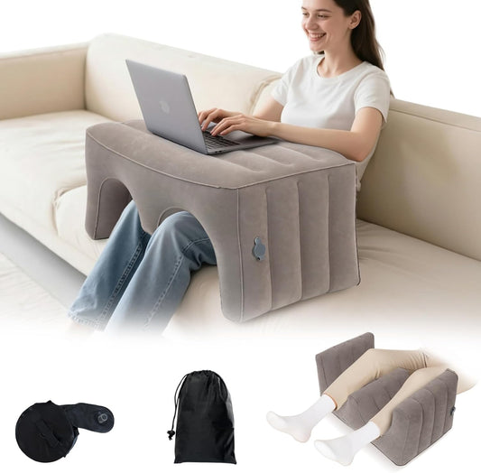 Inflatable Reading Pillow, Laptop Lap Desk with Inflatable Bag, Adjustable Gaming Pillows for Bed, Couch, Floor, Portable Leg Elevation Pillow for Comfortable Reading, Working, Crocheting