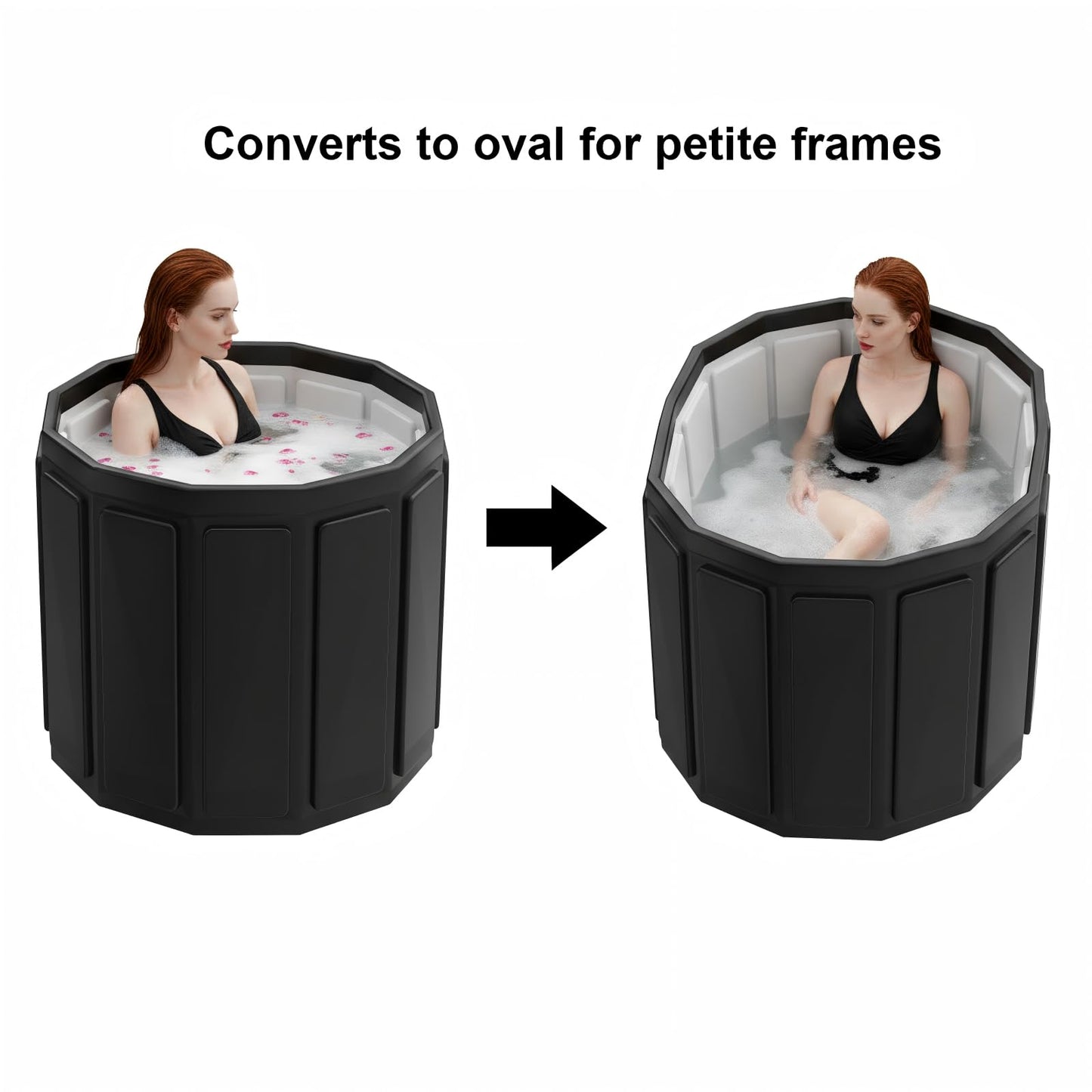 Portable Bathtub for Adult, Foldable Soaking Bathtub for Hot SPA&Ice Bath, Foldable Small Bathtub collapsible bathtub for Bathing, 6-layer Insulated portable tub,Space-Saving (black 41.3X26.6 IN)