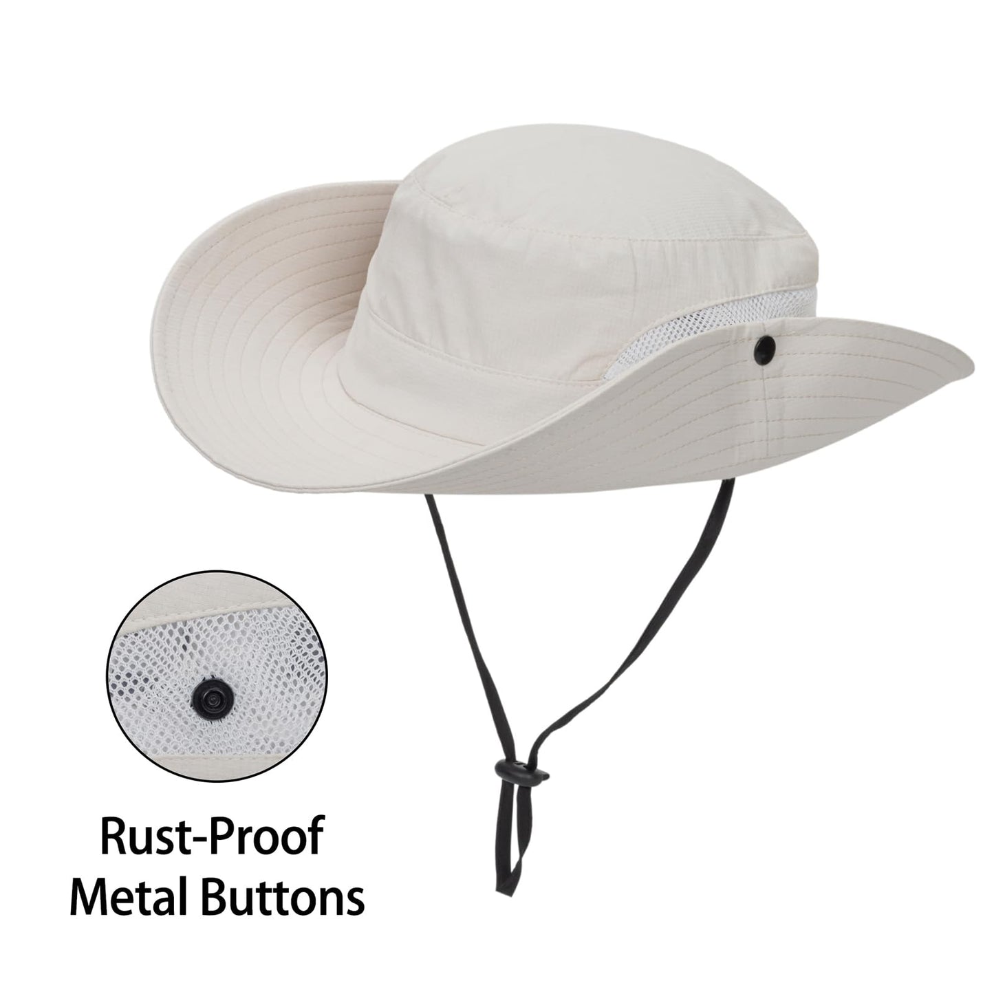 Womens Summer Sun Hat Beach Hat Wide Brim Outdoor UV Protection Hat Packable Mesh Bucket Hat with Ponytail Hole
