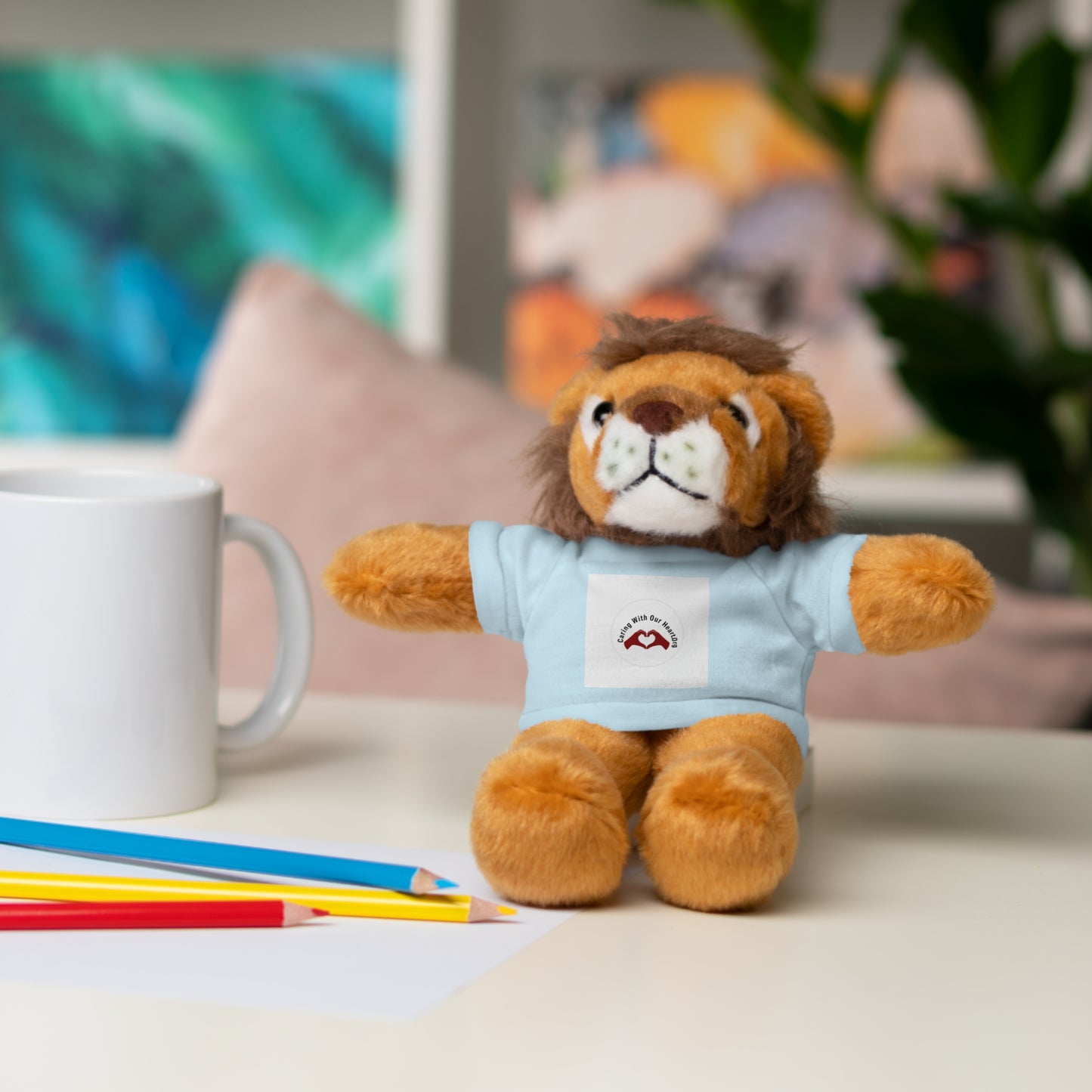 Plush Bear with Custom Tee — Soft Brown Teddy in Printed T‑Shirt