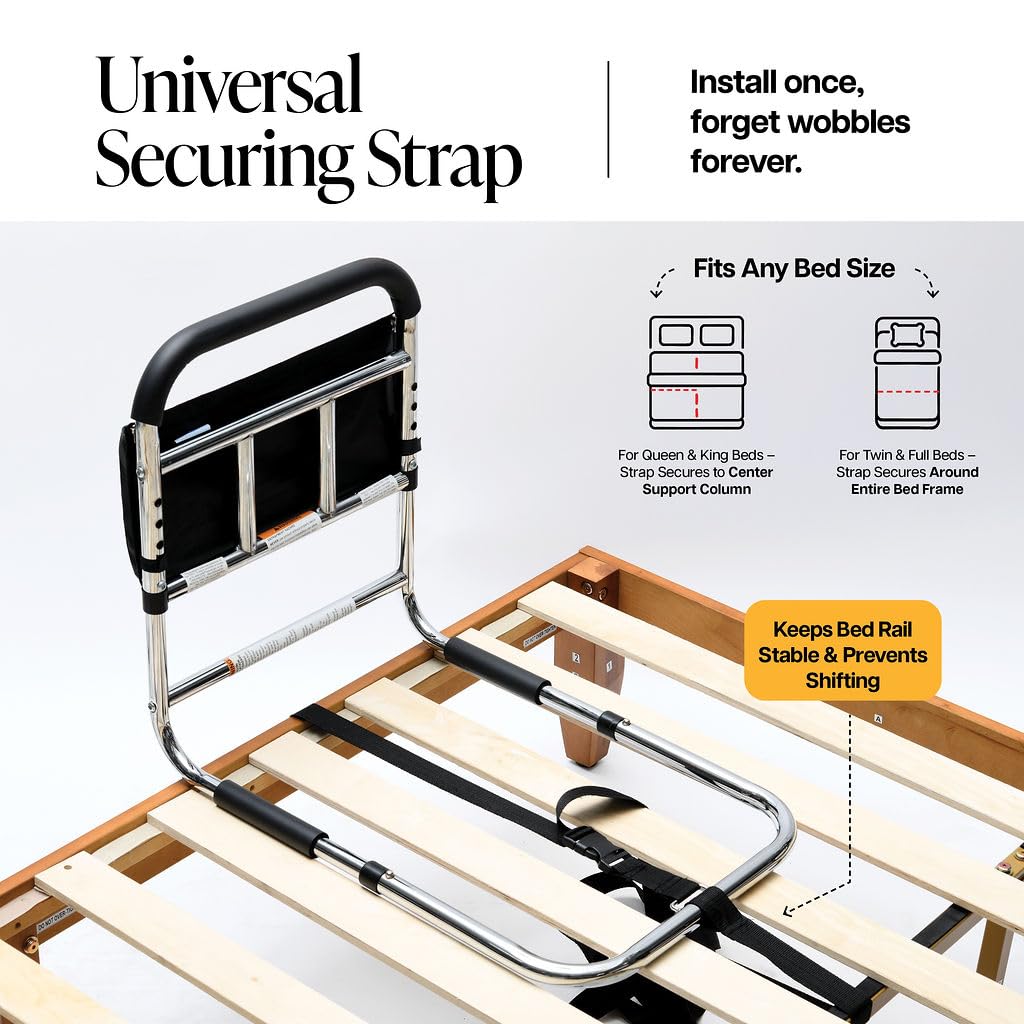 Medical king Bed Rails for Elderly Adults Safety Bed Assist Rails for Seniors with Adjustable Heights ASTM Approved Easy to get in or Out of Bed with Floor Support