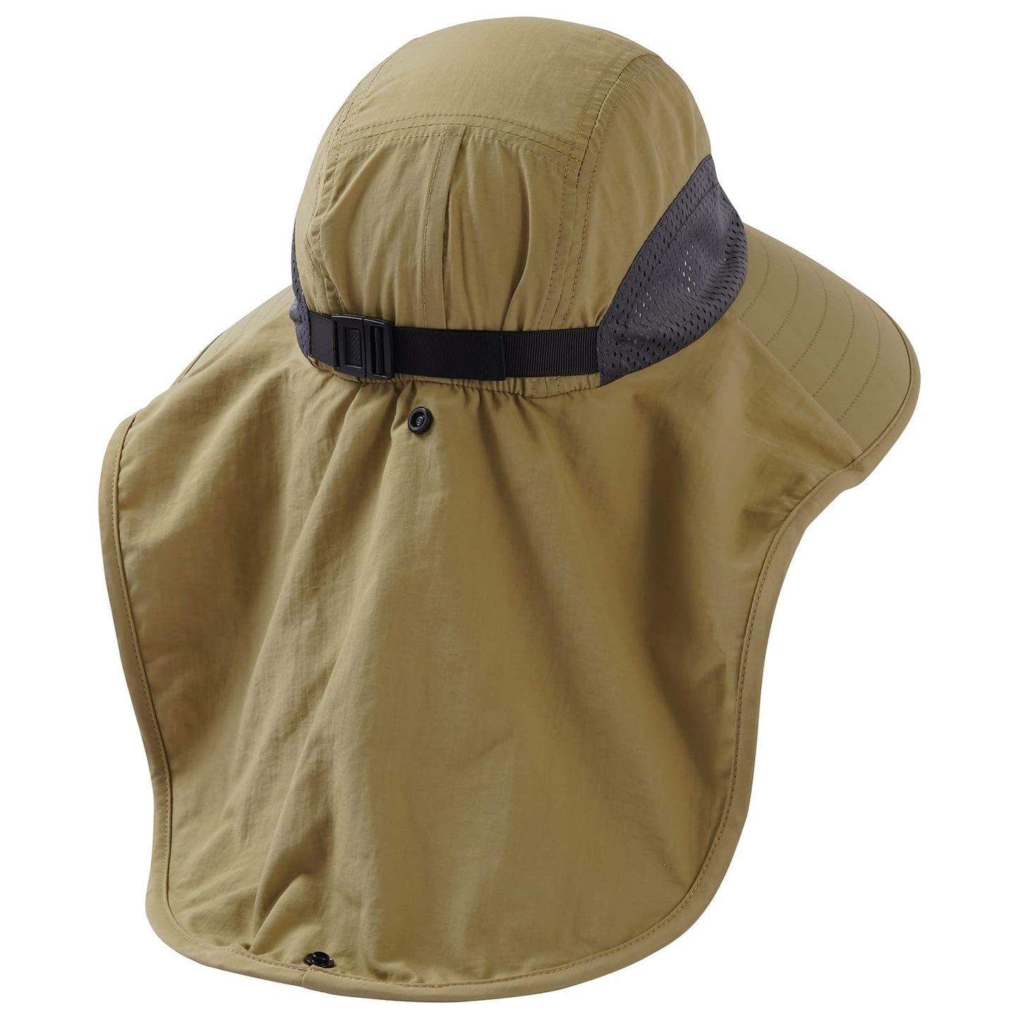 BASSDASH UPF 50+ Unisex Water Resistant Wide Brim Sun Hat with Large Neck Flap Ponytail Fishing Hat for Men Women