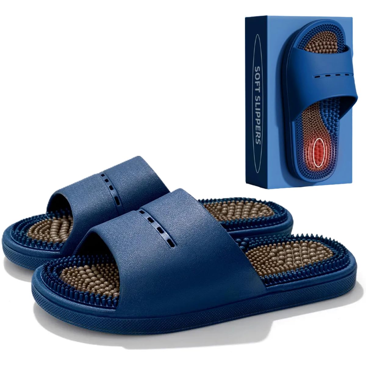 Acupressure Massage Slippers Acupressure Foot Massager Shoes Reflexology Sandals Gift for Men Women Reduce Feet Neuropathy Pain Relief and Tension (Pink,US Women 6.5-7.5/Men 5-6)