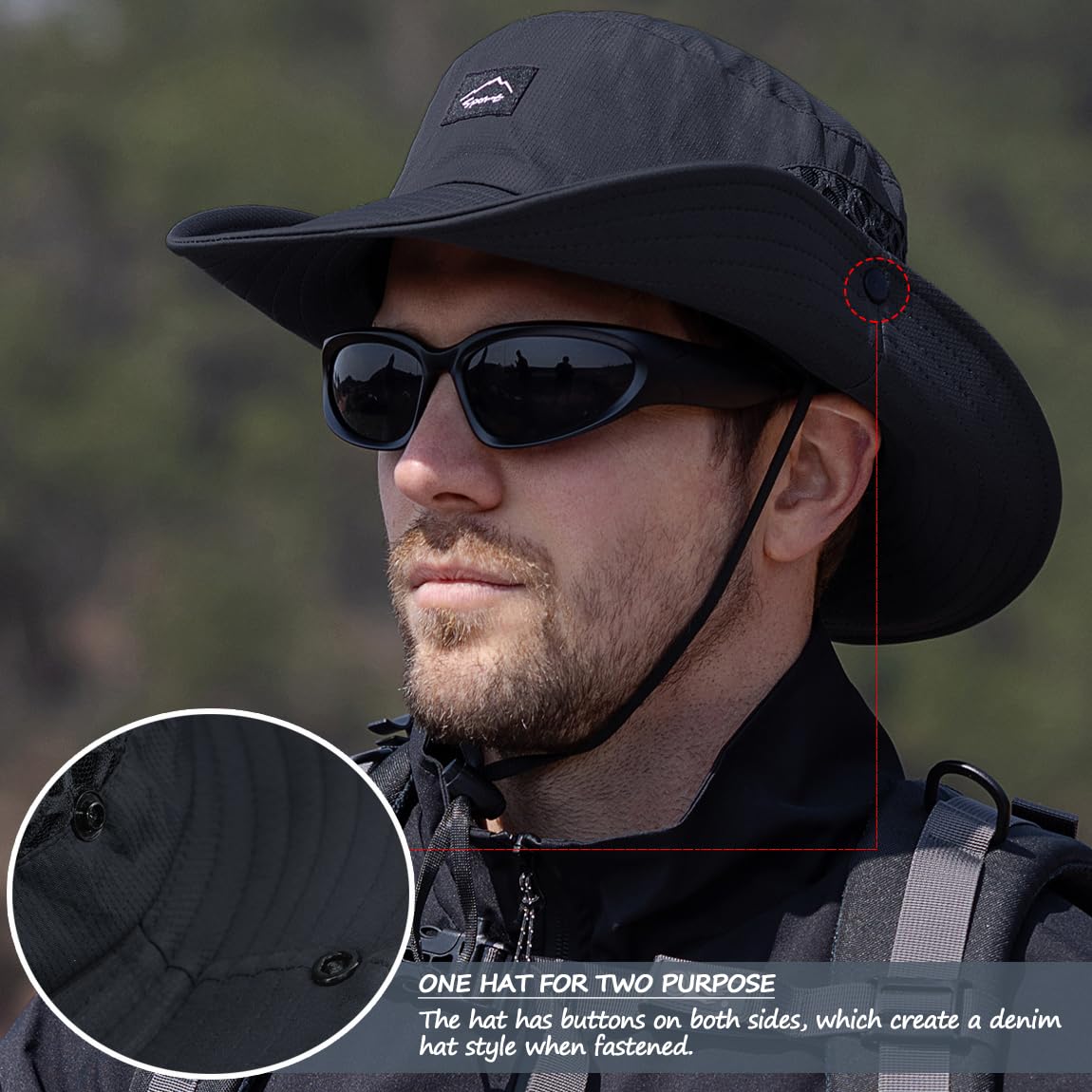 Sireck Fishing Hat, UPF50+ Wide Brim Sun Hat for Men Women, UV Protection Hiking Beach Bucket Hats Summer Safari Hat