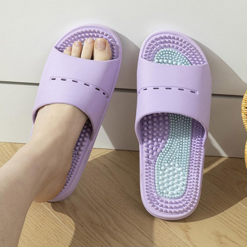 Acupressure Massage Slippers Acupressure Foot Massager Shoes Reflexology Sandals Gift for Men Women Reduce Feet Neuropathy Pain Relief and Tension (Pink,US Women 6.5-7.5/Men 5-6)