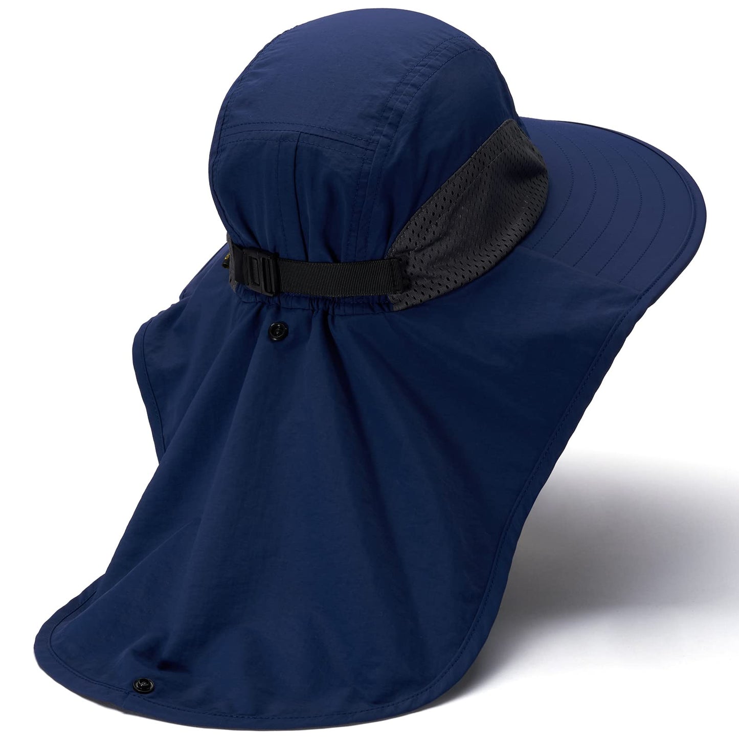 BASSDASH UPF 50+ Unisex Water Resistant Wide Brim Sun Hat with Large Neck Flap Ponytail Fishing Hat for Men Women