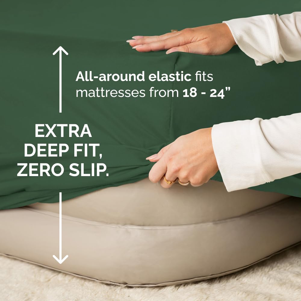 Air Mattress Sheet Set for Full Size - 4 Piece Breathable & Cooling Sheets w/Extra Deep Pockets - Fits Inflatable & Blow Up Air Mattresses Up to 24 Inches Thick - Soft and Wrinkle Free - Dark Grey
