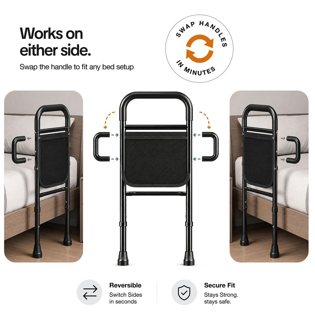 Medical king Bed Rails for Elderly Adults Safety Bed Assist Rails for Seniors with Adjustable Heights ASTM Approved Easy to get in or Out of Bed with Floor Support