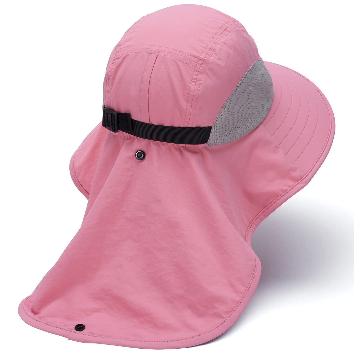 BASSDASH UPF 50+ Unisex Water Resistant Wide Brim Sun Hat with Large Neck Flap Ponytail Fishing Hat for Men Women
