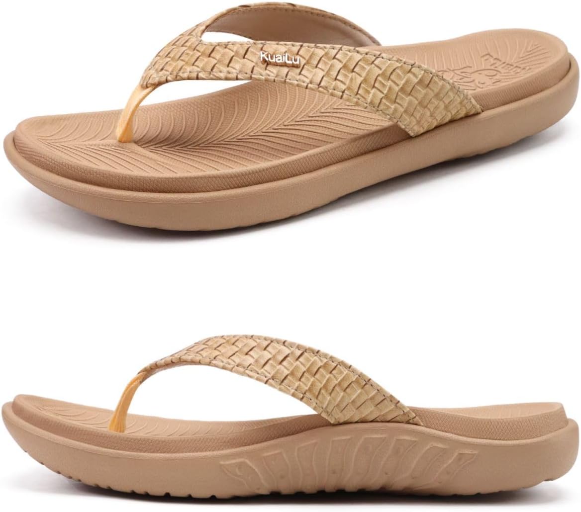 KuaiLu Womens Flip Flops Ladies Yoga Mat Comfortable Walking Thong Sandals With Plantar Fasciitis Arch Support Slip On Indoor Outdoor For Summer