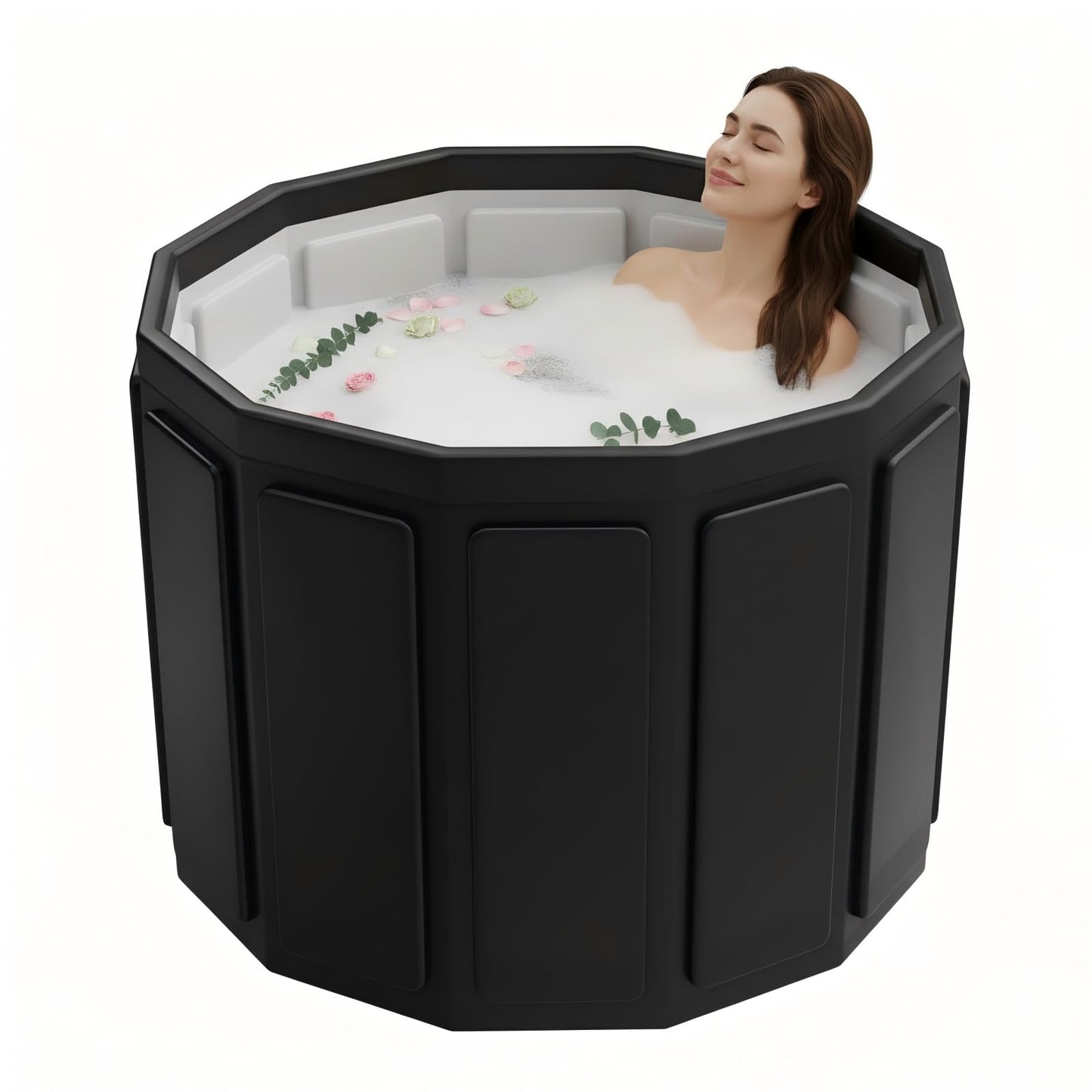 Portable Bathtub for Adult, Foldable Soaking Bathtub for Hot SPA&Ice Bath, Foldable Small Bathtub collapsible bathtub for Bathing, 6-layer Insulated portable tub,Space-Saving (black 41.3X26.6 IN)