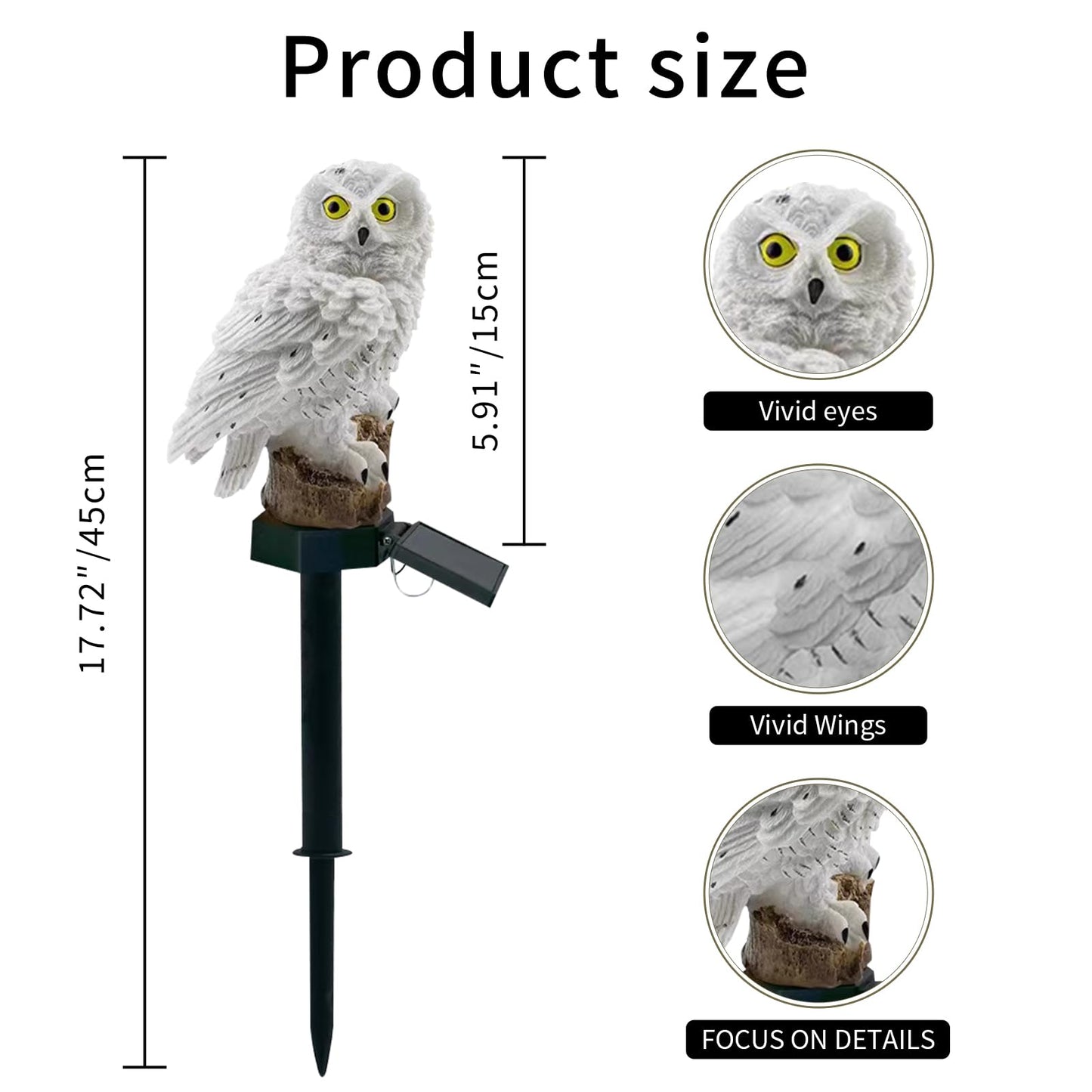2 Pack Owl Figure Solar LED Lights, Resin Garden Waterproof Decorations with Stake for Outdoor Yard Pathway Outside Patio Lawn Decor