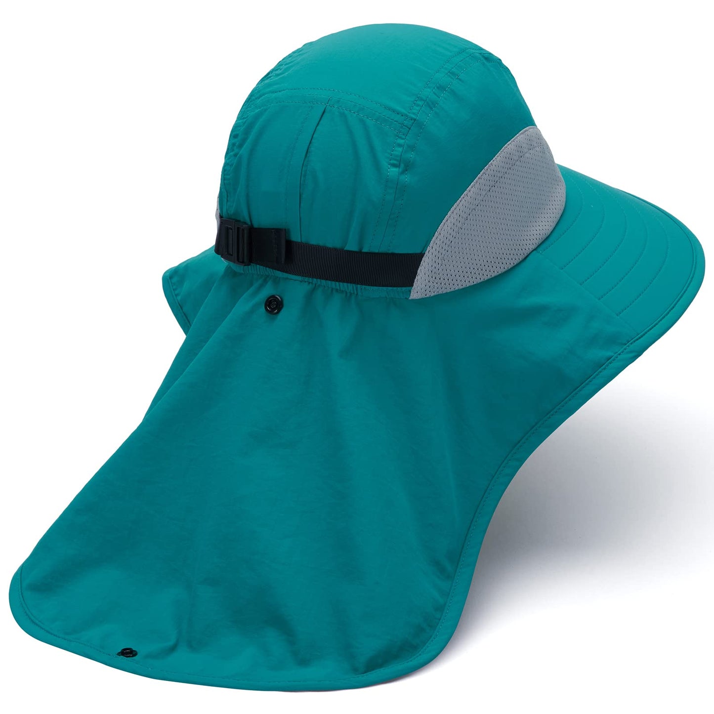 BASSDASH UPF 50+ Unisex Water Resistant Wide Brim Sun Hat with Large Neck Flap Ponytail Fishing Hat for Men Women