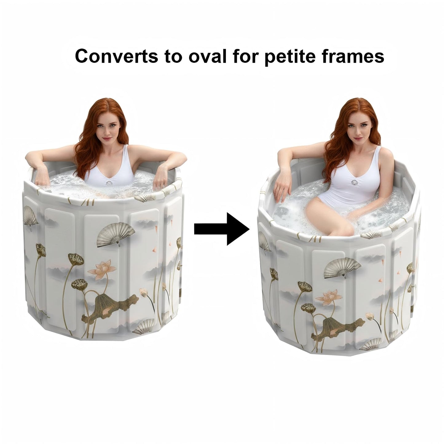 Portable Bathtub for Adult, Foldable Soaking Bathtub for Hot SPA&Ice Bath, Foldable Small Bathtub collapsible bathtub for Bathing, 6-layer Insulated portable tub,Space-Saving (black 41.3X26.6 IN)