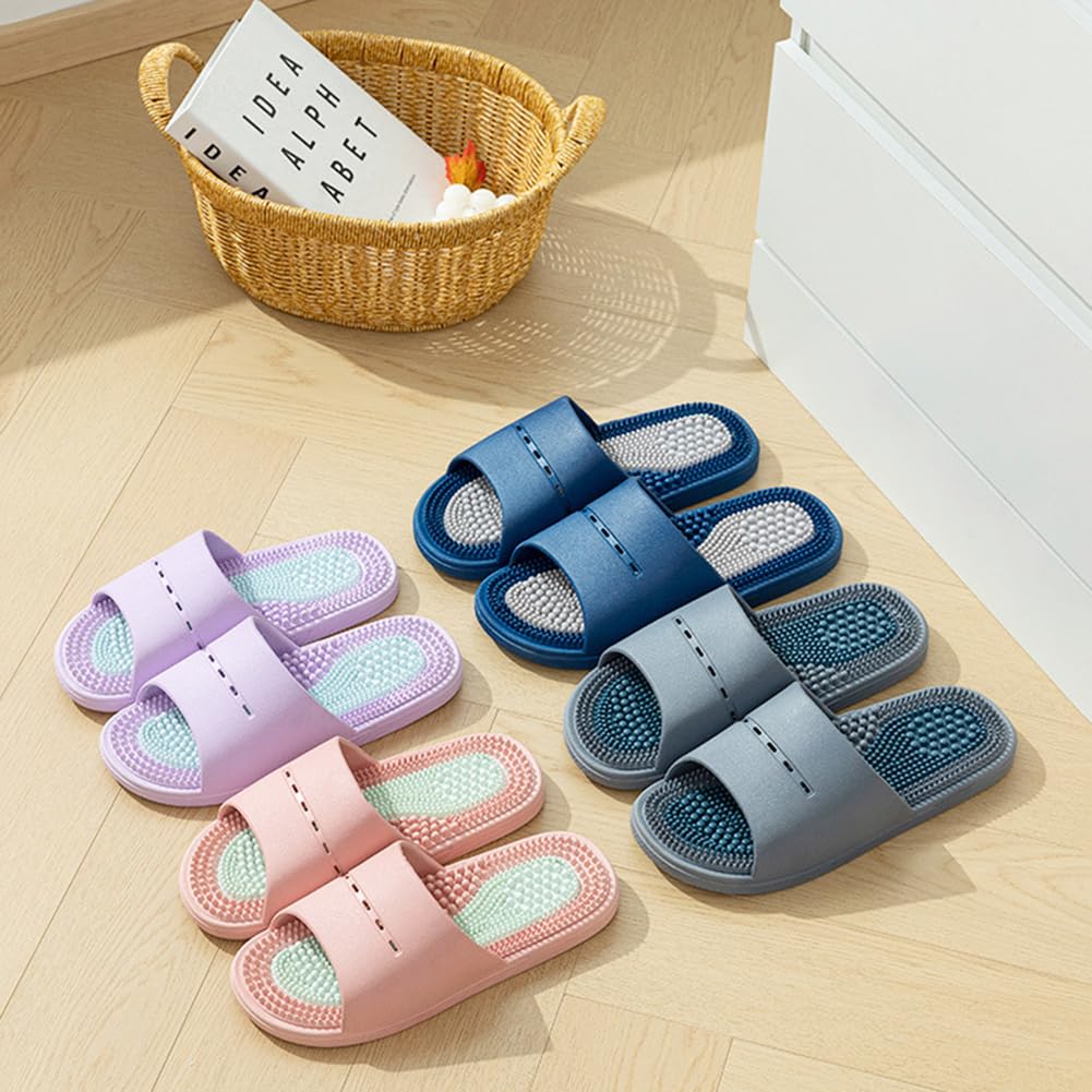 Acupressure Massage Slippers Acupressure Foot Massager Shoes Reflexology Sandals Gift for Men Women Reduce Feet Neuropathy Pain Relief and Tension (Pink,US Women 6.5-7.5/Men 5-6)