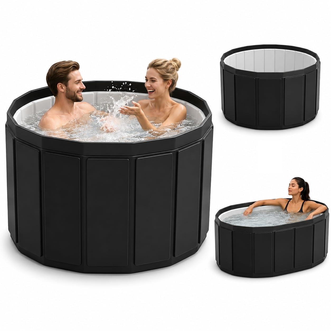 Portable Bathtub for Adult, Foldable Soaking Bathtub for Hot SPA&Ice Bath, Foldable Small Bathtub collapsible bathtub for Bathing, 6-layer Insulated portable tub,Space-Saving (black 41.3X26.6 IN)