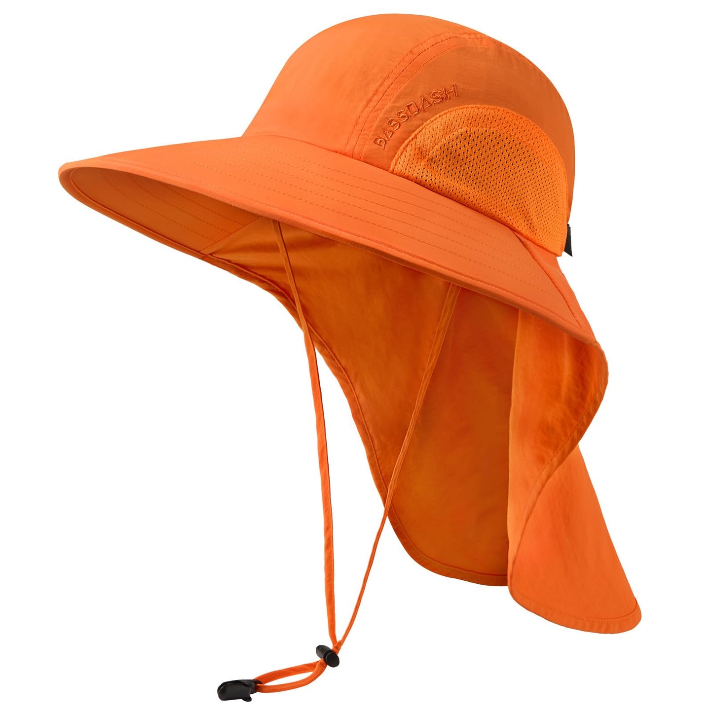 BASSDASH UPF 50+ Unisex Water Resistant Wide Brim Sun Hat with Large Neck Flap Ponytail Fishing Hat for Men Women