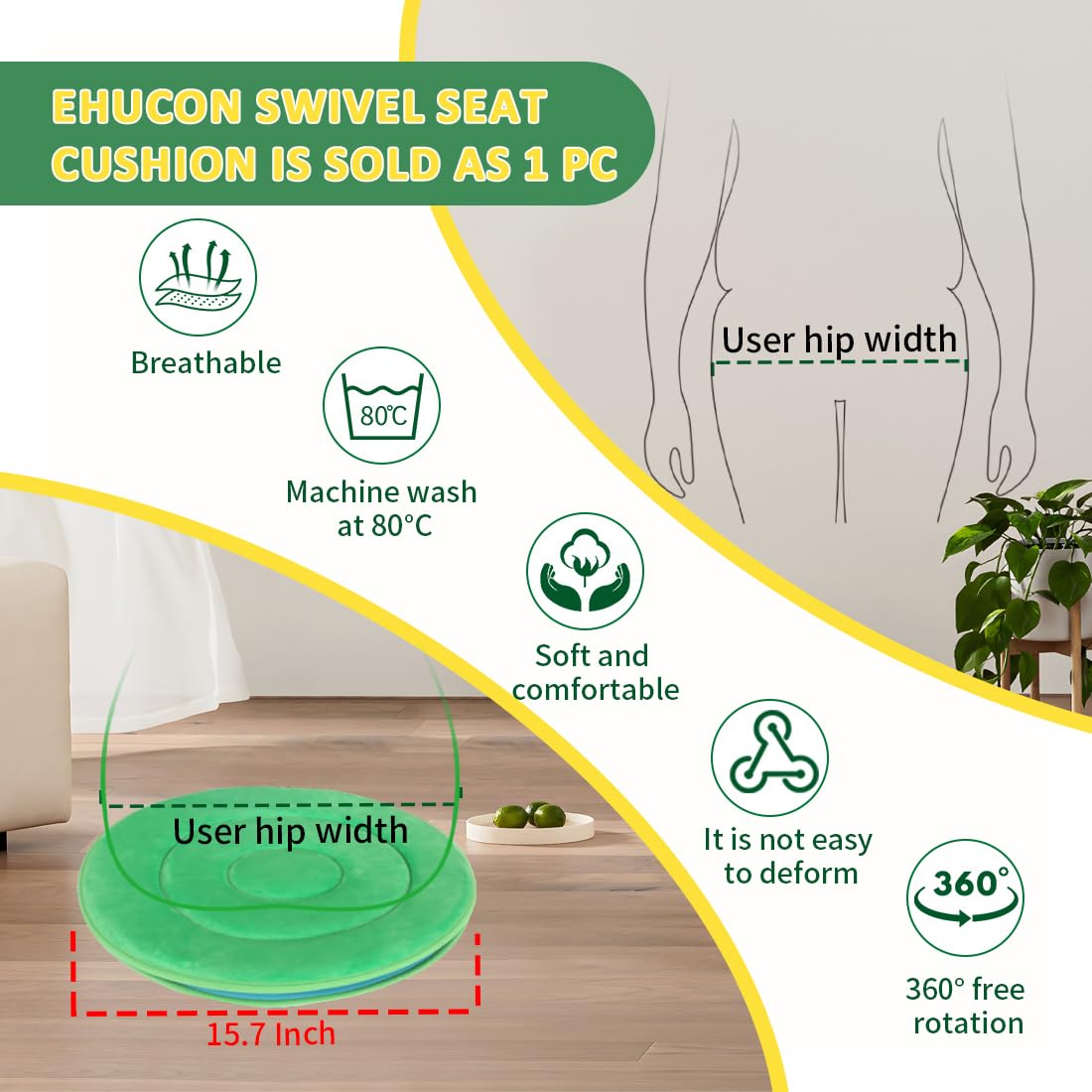 360 Degree Swivel Seat Cushion for Car or Chair,Rotating Seat Cushion Pivot Disc Pad for Elderly,Swivel Car Seat Chair Assist for Elderly to Turning Easily from Bed to Wheelchair