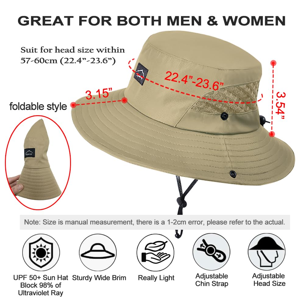 Sireck Fishing Hat, UPF50+ Wide Brim Sun Hat for Men Women, UV Protection Hiking Beach Bucket Hats Summer Safari Hat