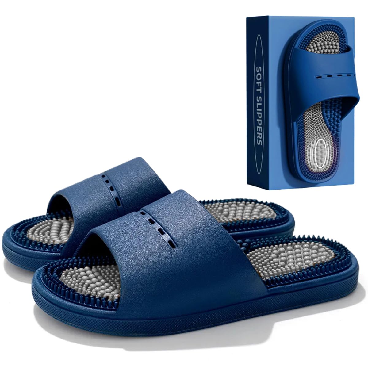 Acupressure Massage Slippers Acupressure Foot Massager Shoes Reflexology Sandals Gift for Men Women Reduce Feet Neuropathy Pain Relief and Tension (Pink,US Women 6.5-7.5/Men 5-6)