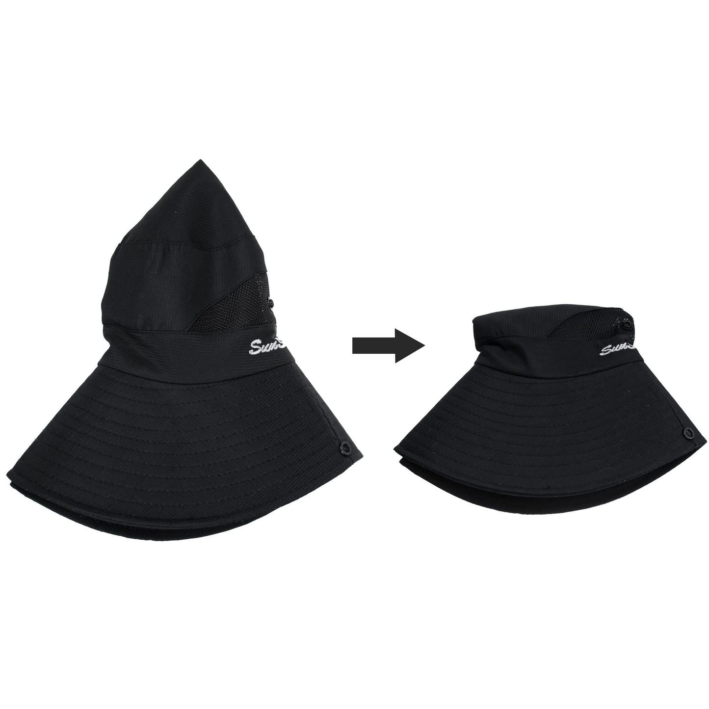 Women's Summer Sun-Hat Ponytail - Outdoor UV-Protection Mesh Wide Brim Foldable Hat with Ponytail Hole