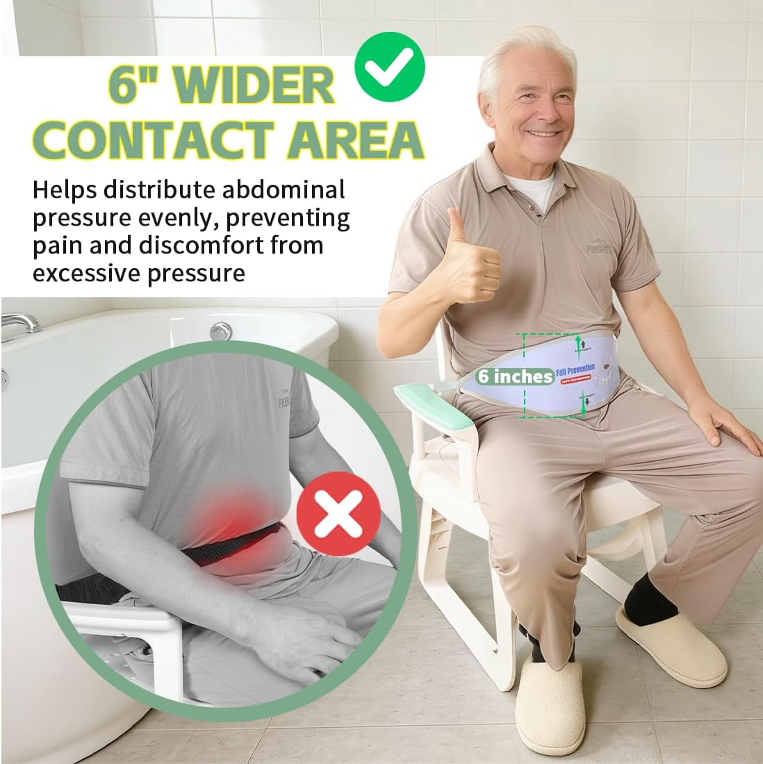 Elderly Shower Chair Seat Anti-Slip Belt - Universal Bath Bench Buckle Strap Prevents Falling for Elderly & Disabled
