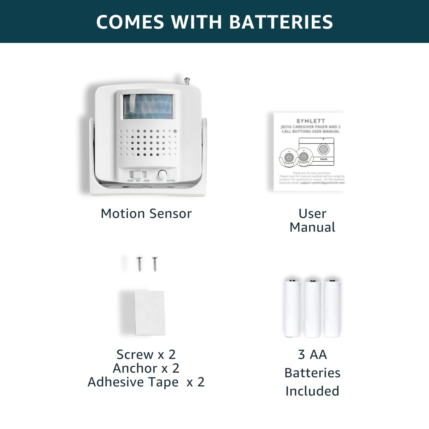 Bed Alarm Wireless Motion Sensor Accessory ONLY Alarm Fall Prevention Elderly Monitoring Seniors Dementia Patients - Motion Detector Must BE PAIRED to M091B/SP30 Pager to Function