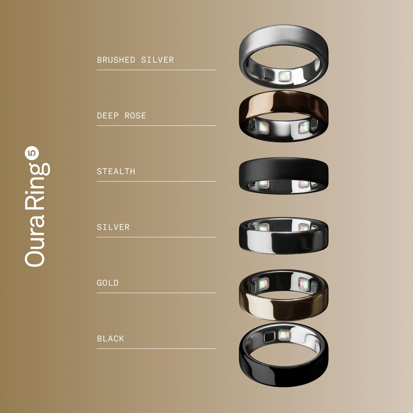 Oura Ring 5 - Gold - Size 8 - World’s Smallest Smart Ring - Sleep, Activity, Women’s Health, AI Advisor, 1 Week of Battery Life, Size Before You Buy, Android & iOS Compatible
