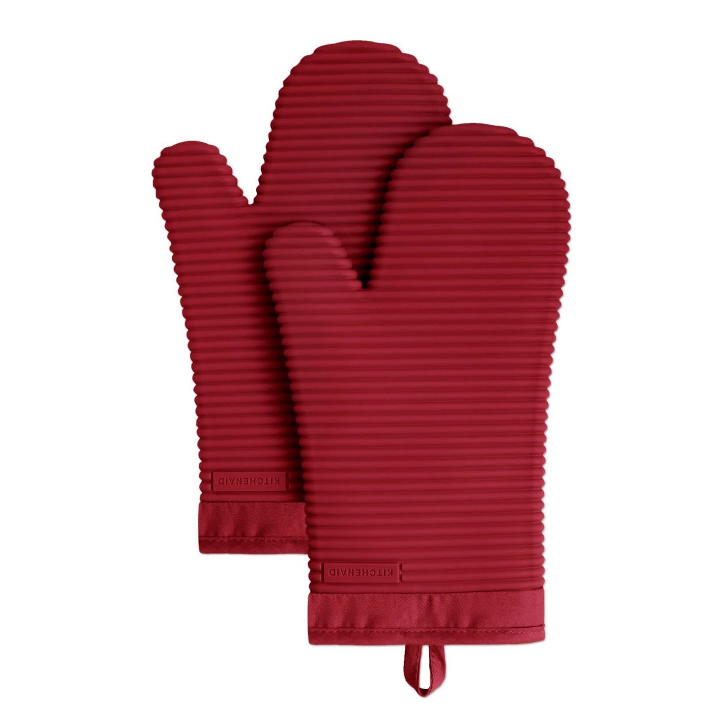 KITCHENAID Ribbed Soft Silicone Oven Mitt 2-Pack Set, 7.5"x13", Milkshake