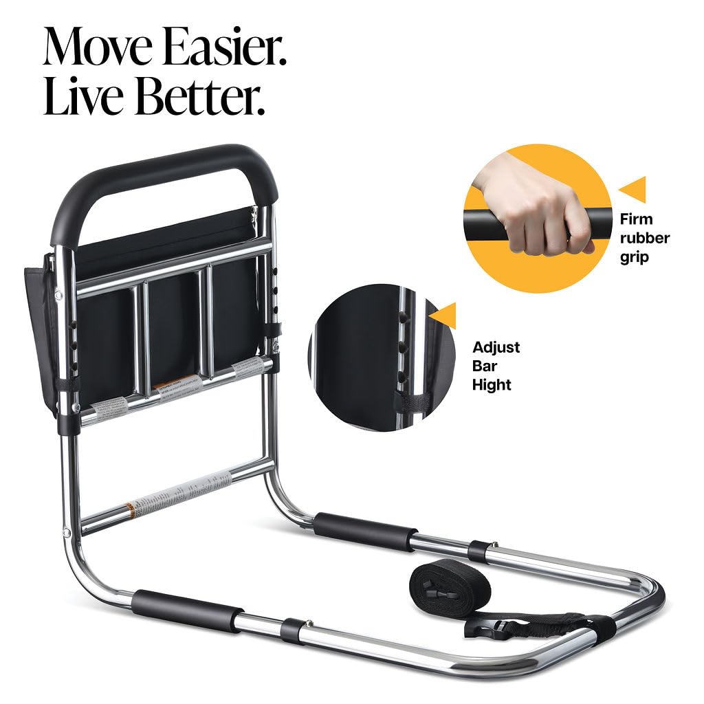 Medical king Bed Rails for Elderly Adults Safety Bed Assist Rails for Seniors with Adjustable Heights ASTM Approved Easy to get in or Out of Bed with Floor Support