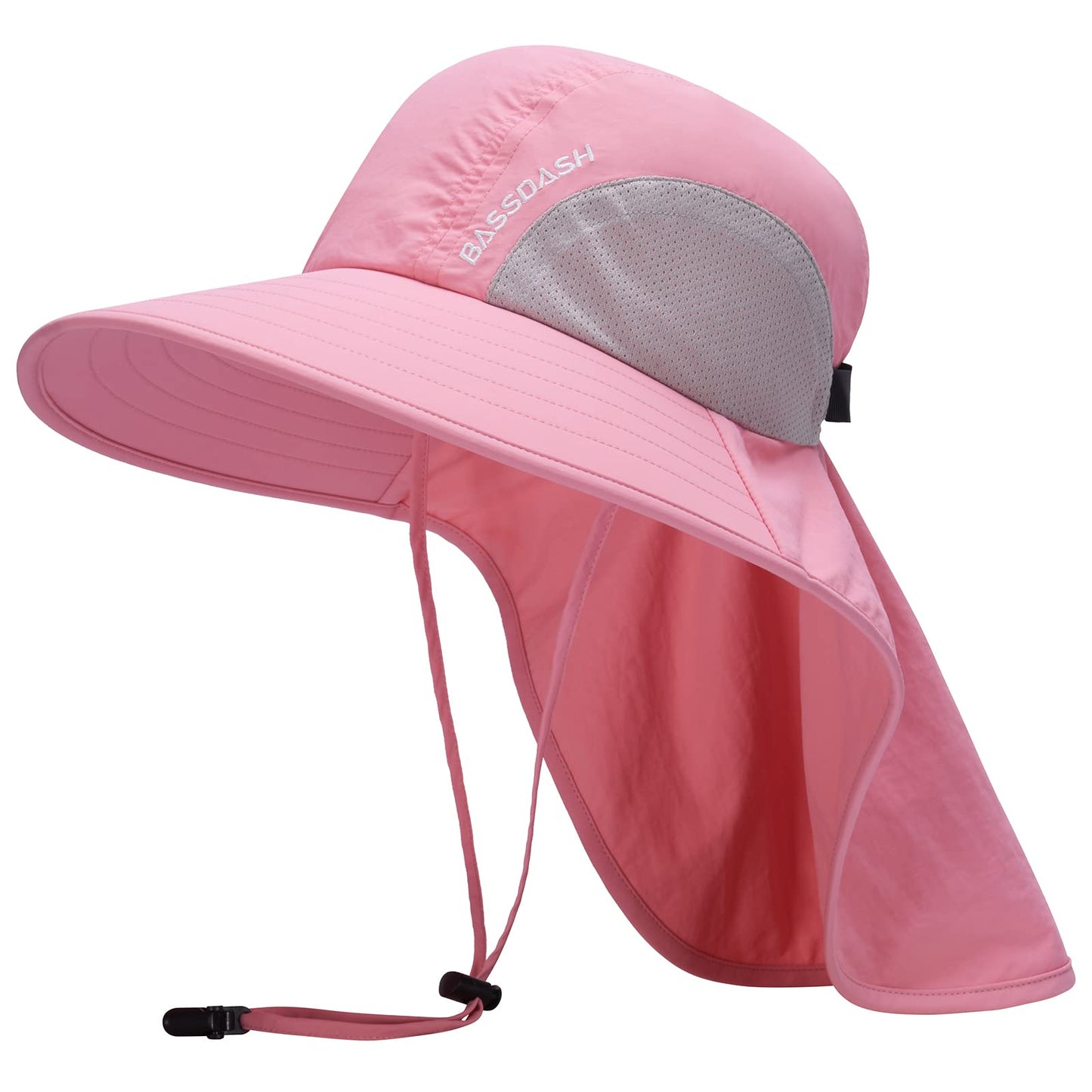 BASSDASH UPF 50+ Unisex Water Resistant Wide Brim Sun Hat with Large Neck Flap Ponytail Fishing Hat for Men Women