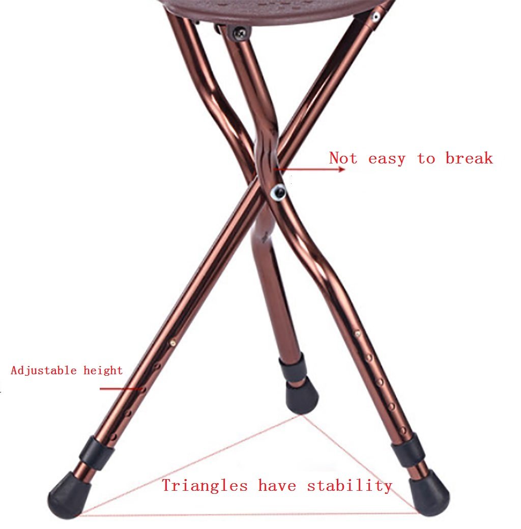 Heavy Duty Folding Cane with Seat Upgraded Tripod Design Walking Stick for Seniors Adjustable Height (32"-36") & Seat (18"-22") Portable Chair Cane for Travel Shopping Outdoor Supports up to 400 LBS