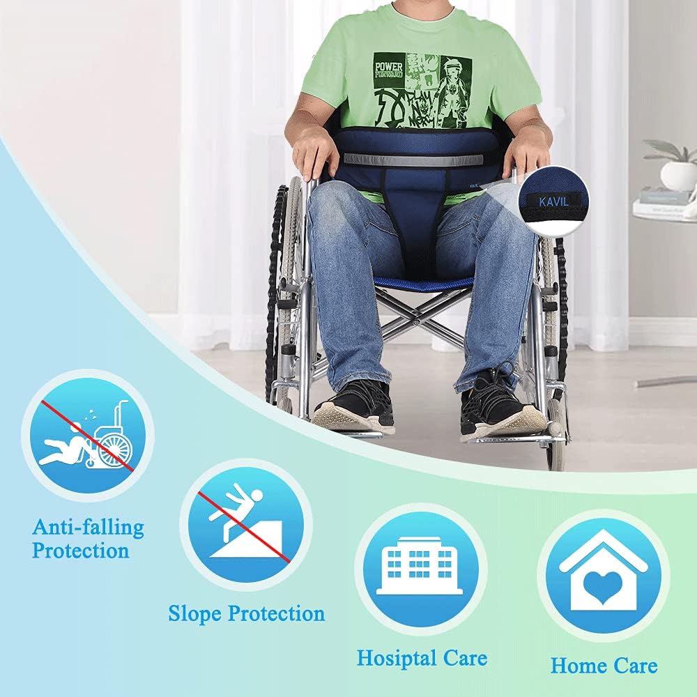 Wheelchair Seat Belt Restraints Harness for Dementia Patients Wheelchair Seatbelt Accessories Fall Prevention for Elderly Adults Chair Safety Straps Adjustable Support Vest to Prevent Sliding