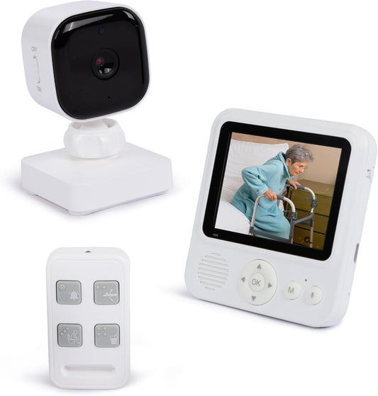 Smart Caregiver Video Monitor for Elderly Care and Caregivers, Portable, Rechargeable, Infrared Night Vision, Secure Connection, No WiFi