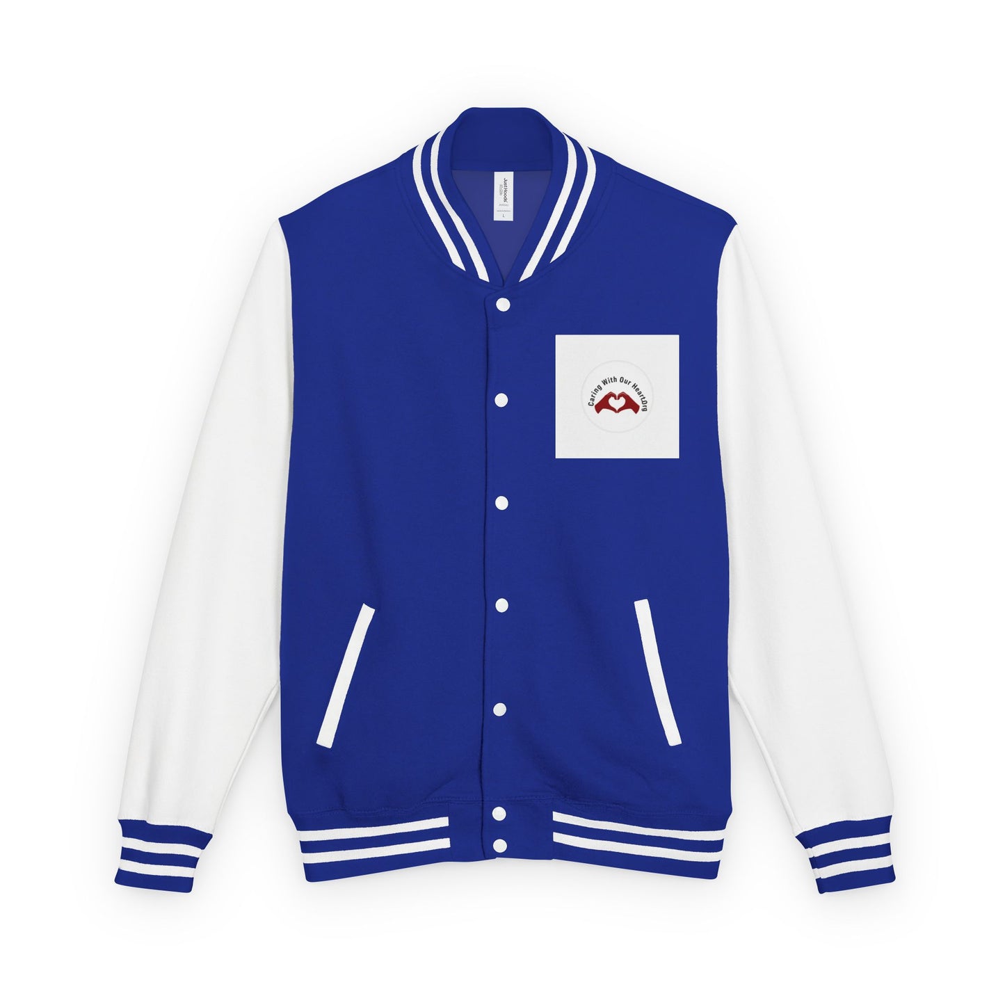 Red & White Letterman Jacket – Classic Varsity Style with Pocket Crest