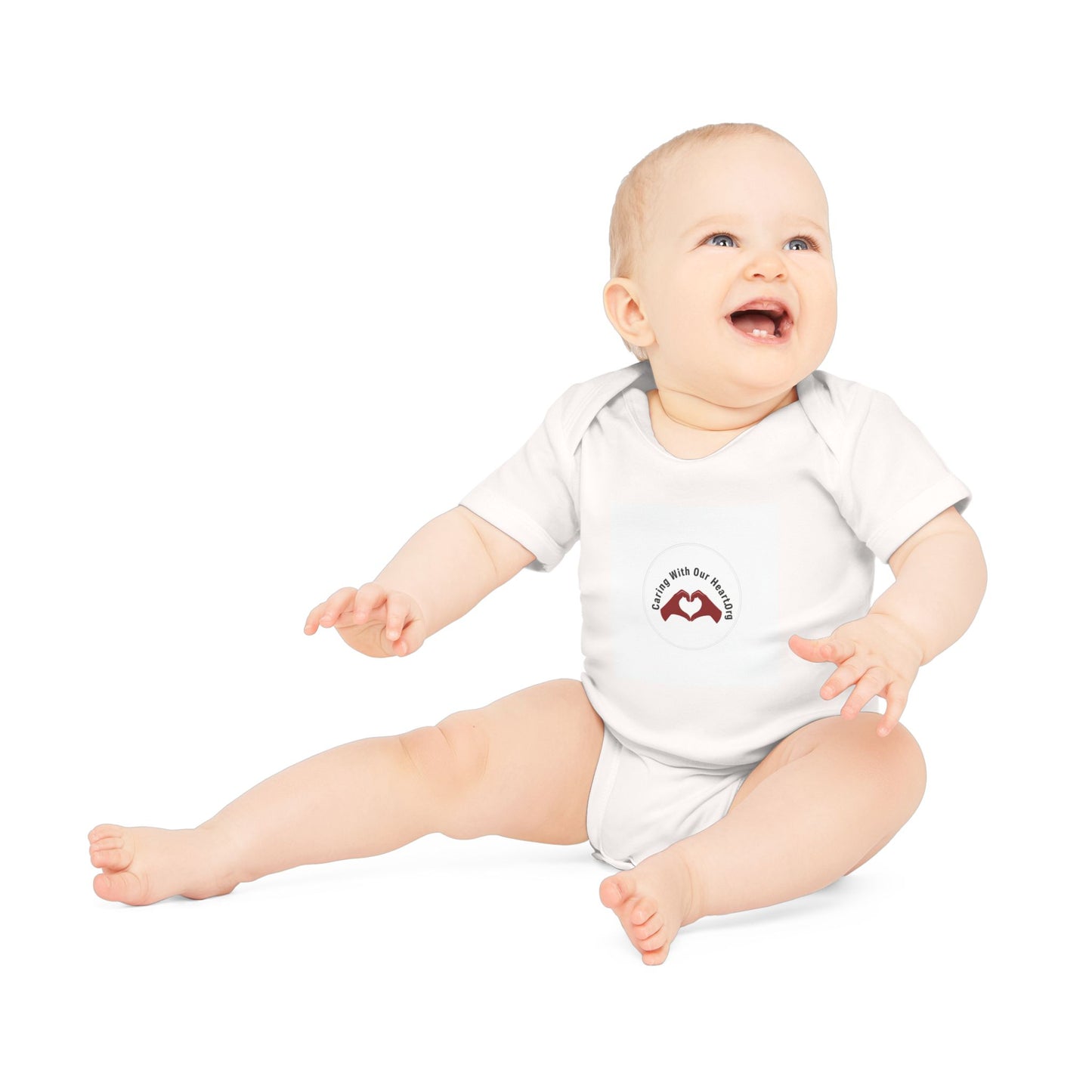 Baby Bodysuit — "Love You to the Moon" Heart Hands Organic Infant Onesie