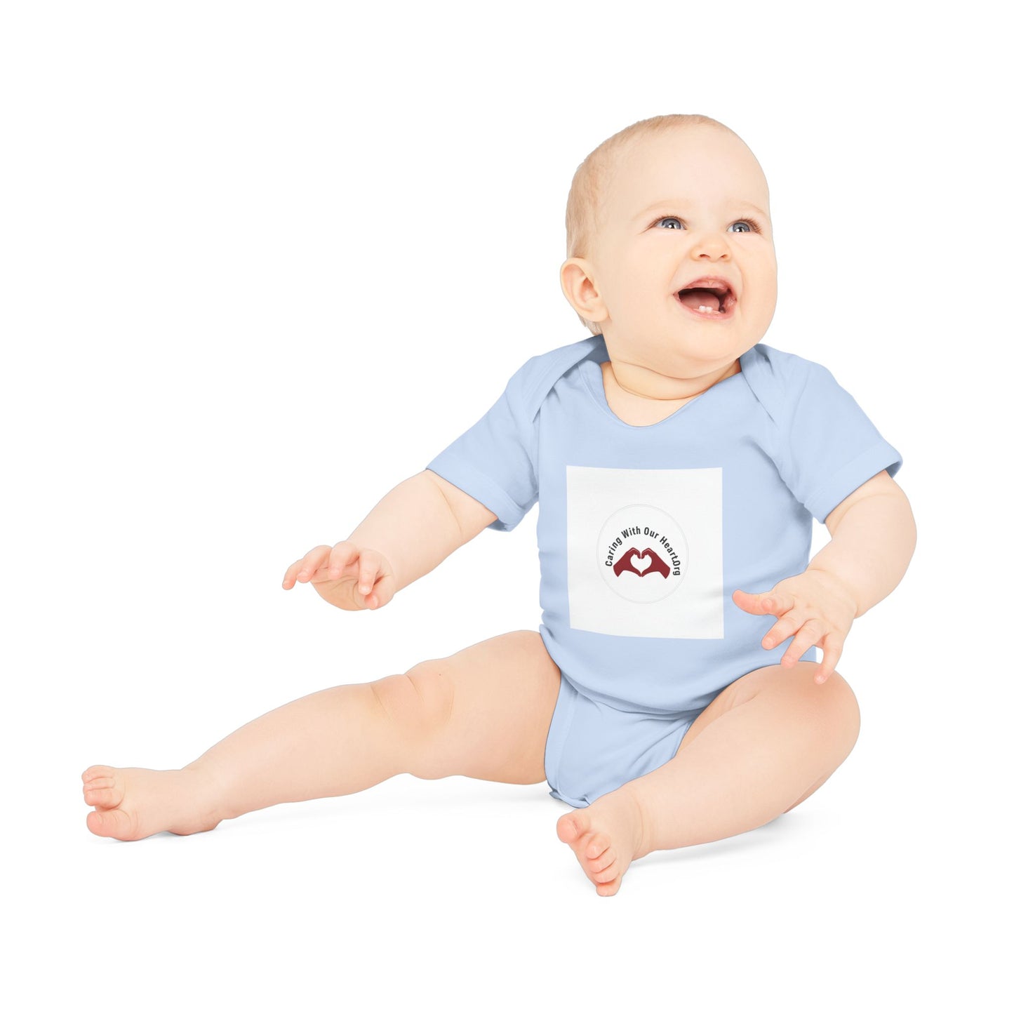 Baby Bodysuit — "Love You to the Moon" Heart Hands Organic Infant Onesie