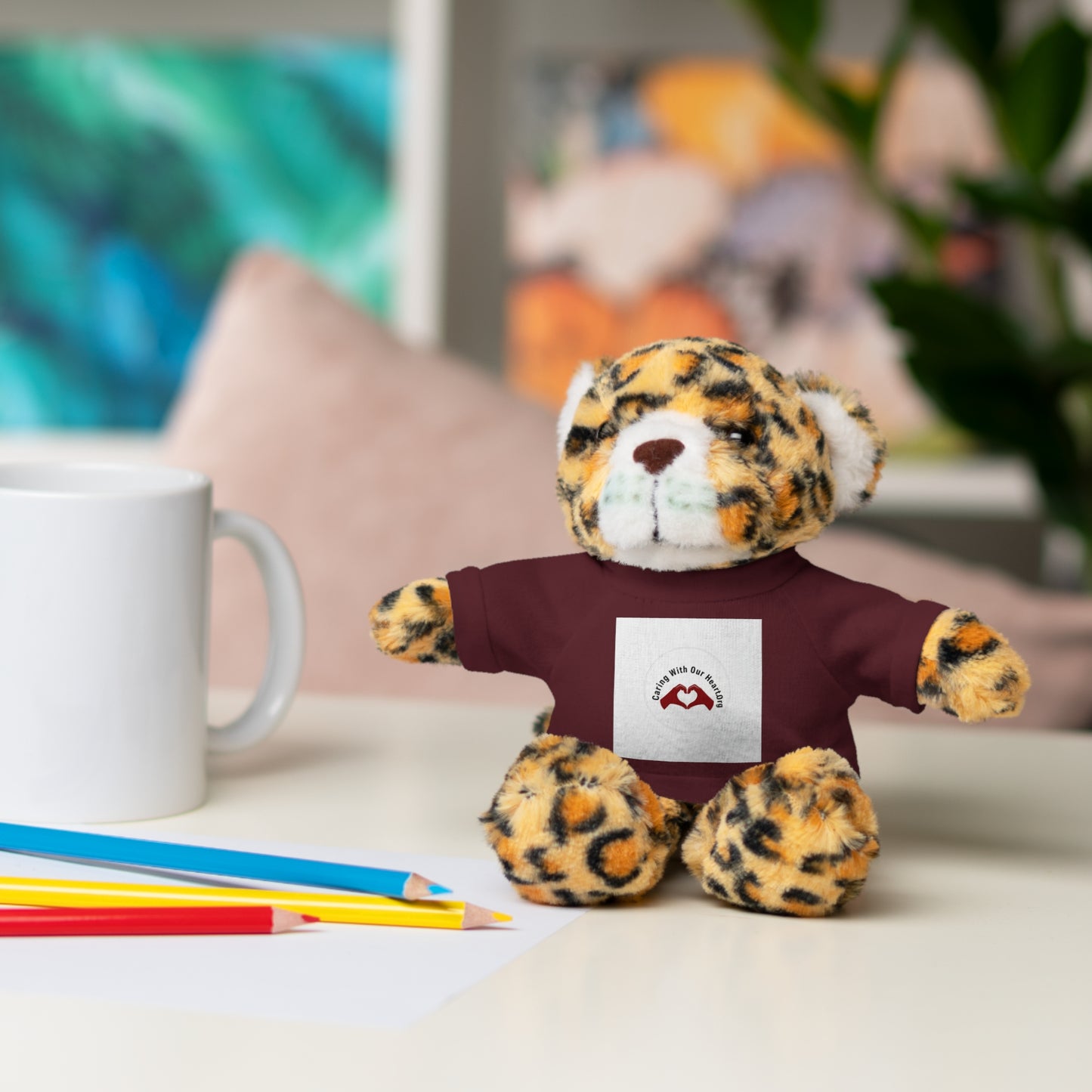 Plush Bear with Custom Tee — Soft Brown Teddy in Printed T‑Shirt