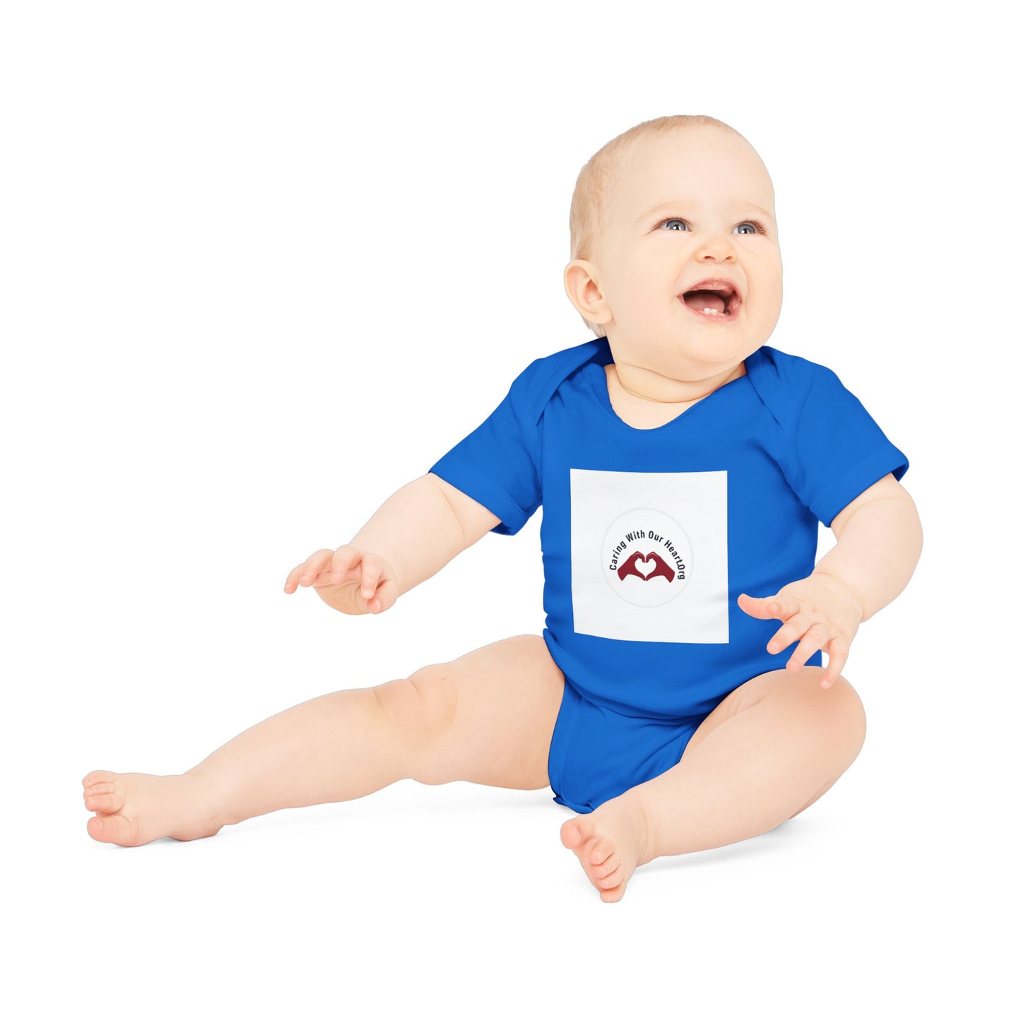 Baby Bodysuit — "Love You to the Moon" Heart Hands Organic Infant Onesie