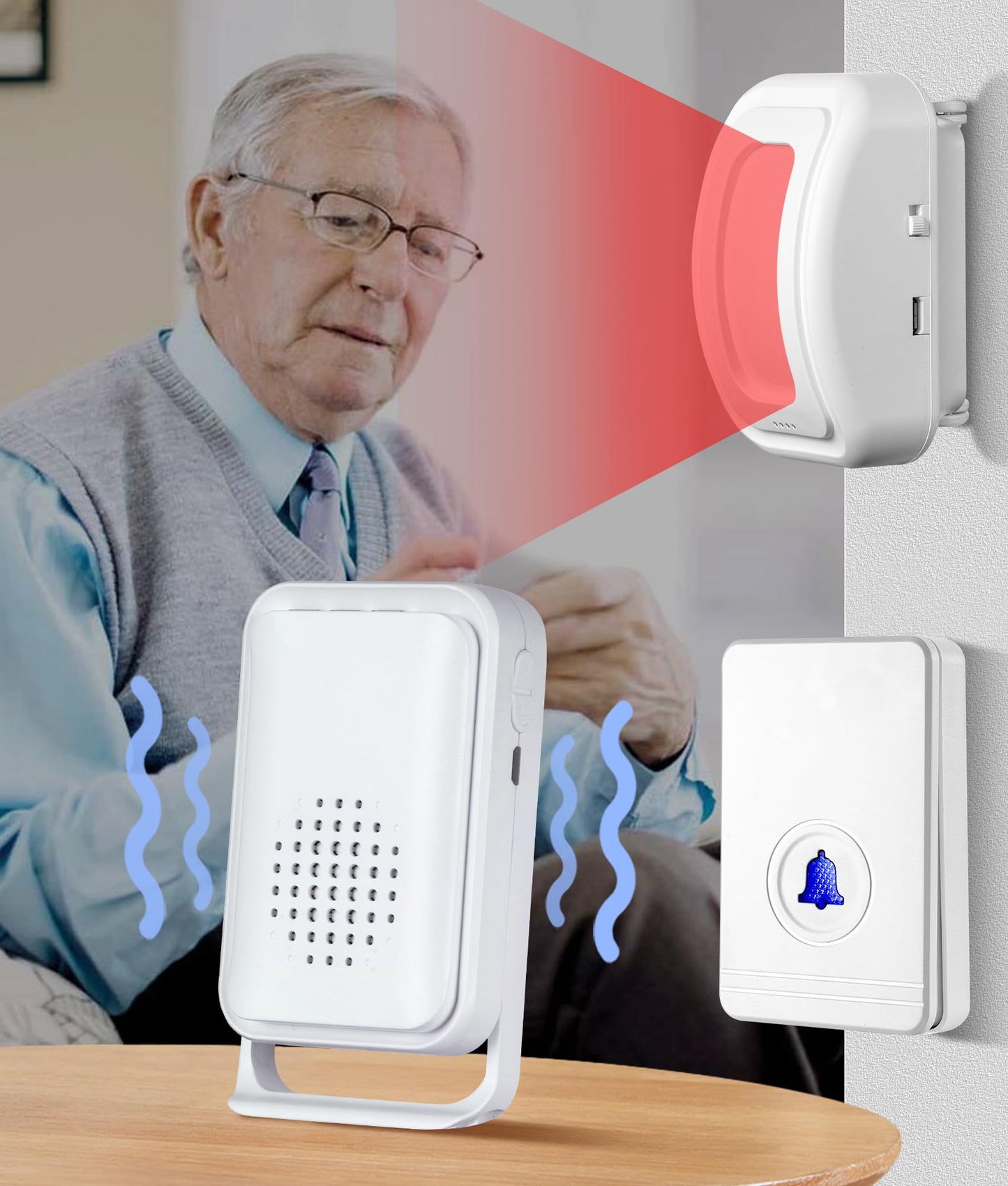 Newly Upgraded 2026 Bed Alarm for Elderly Dementia Patients - Wireless Fall Detection & Motion Sensor Alert System for Seniors, Dementia & Alzheimer Patients (1 Sensor + 1 Receiver)