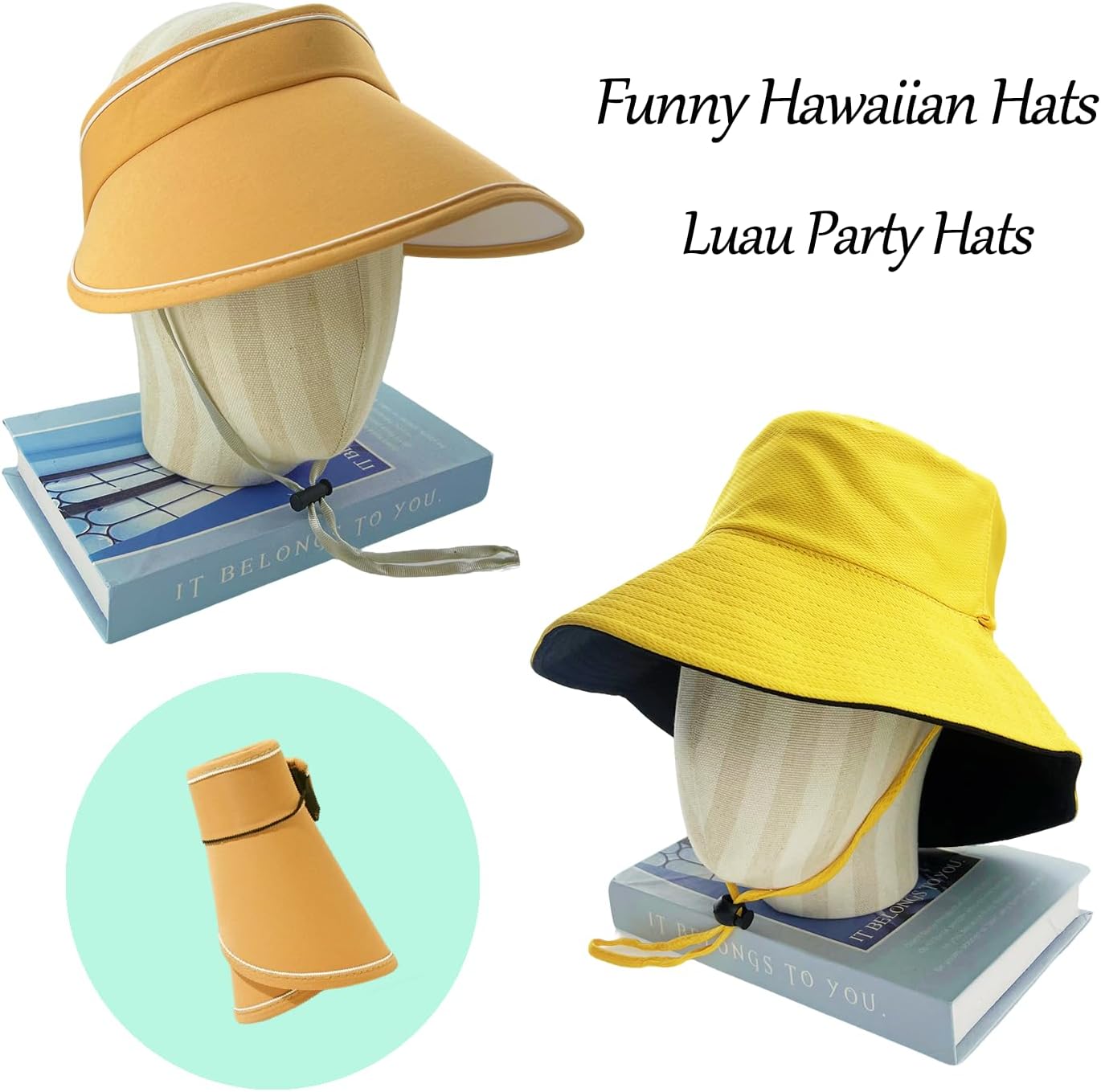 9 Assorted Funny Party Hawaiian Hats, Luau Party Photo Booth Props Hat Summer Dress Up Props Hatss for Adult Teen